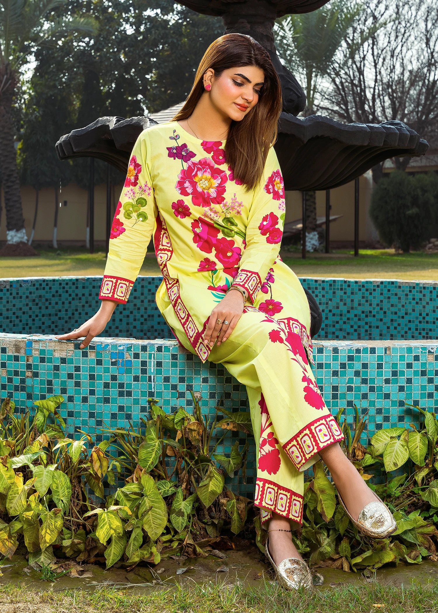 lawn Co ord Sets in Lemon, cherry blossom pink, shocking pink