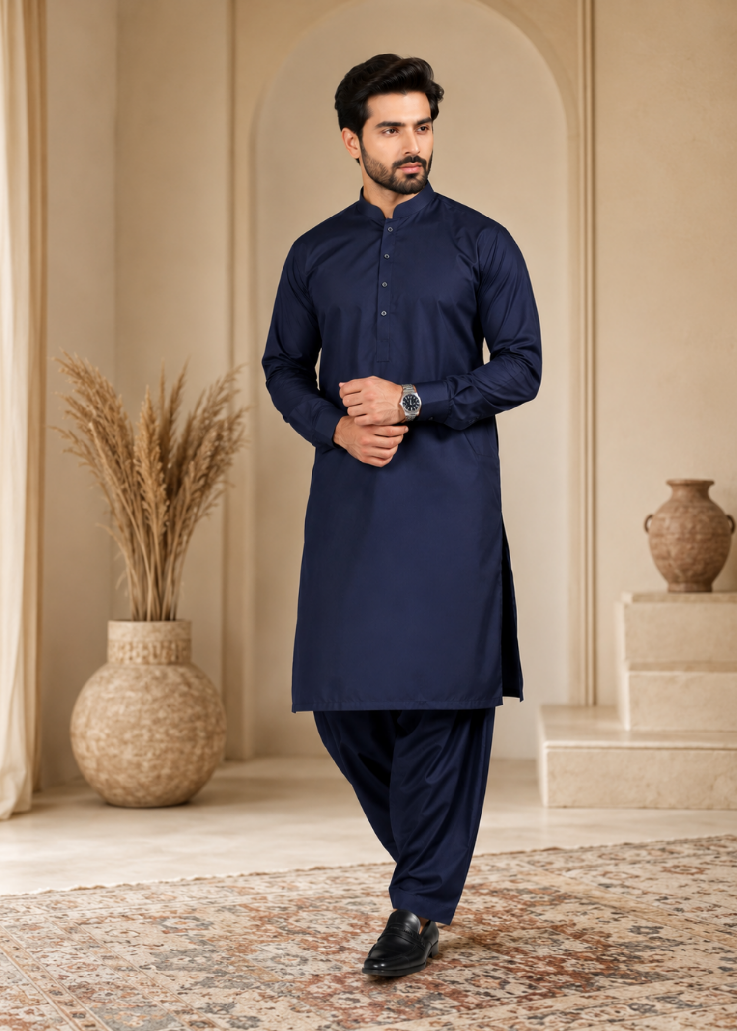 wash & wear Shalwar Kameez in Navy blue