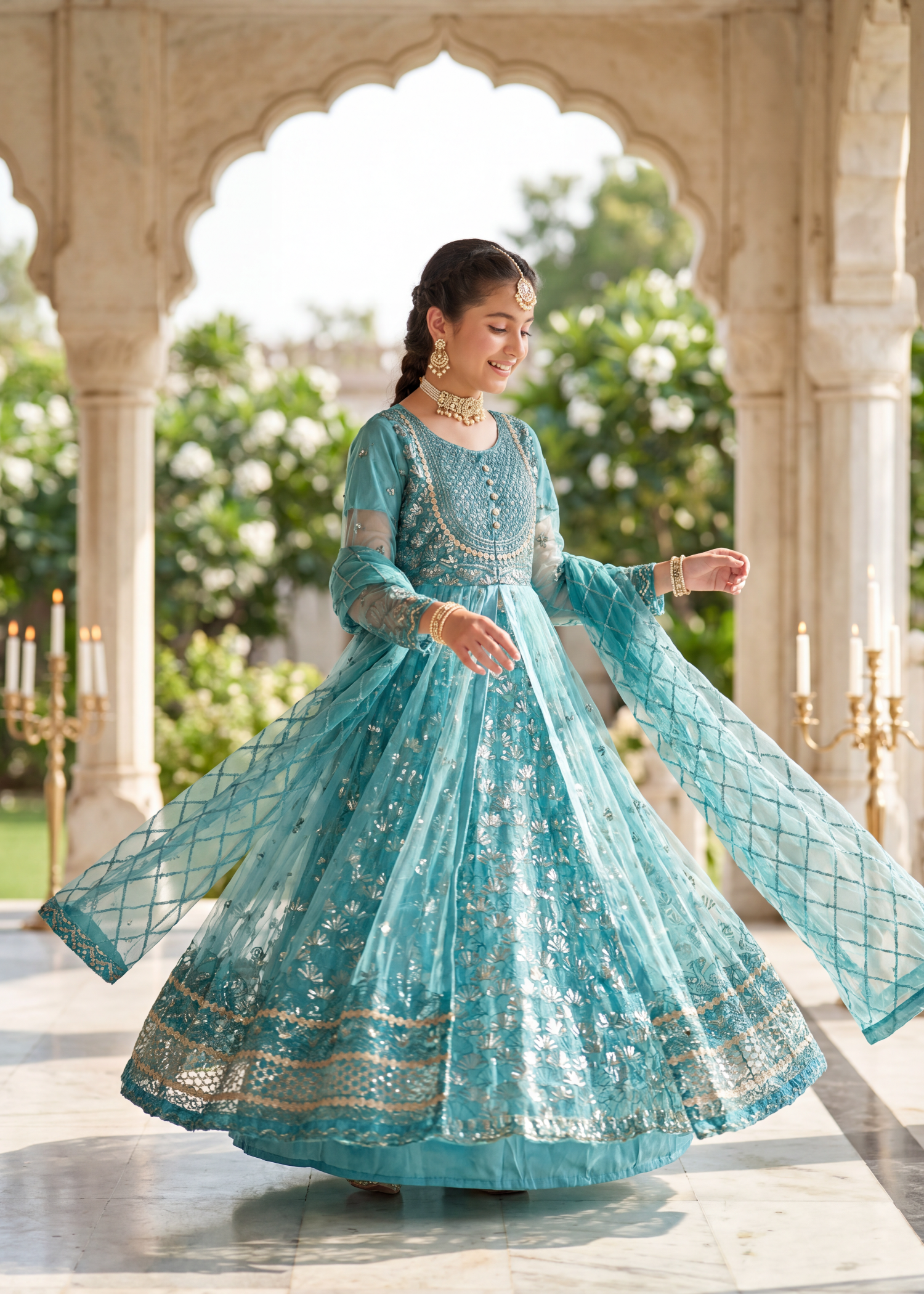 net Pishwas in Turquoise