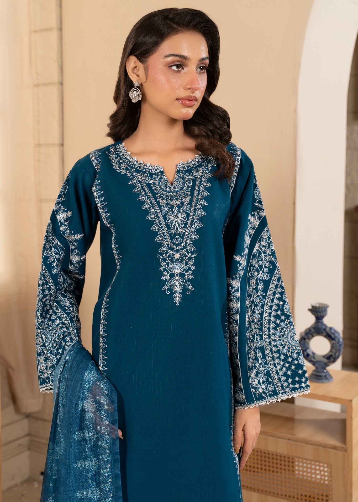cotton Kurta Set in Cobalt blue