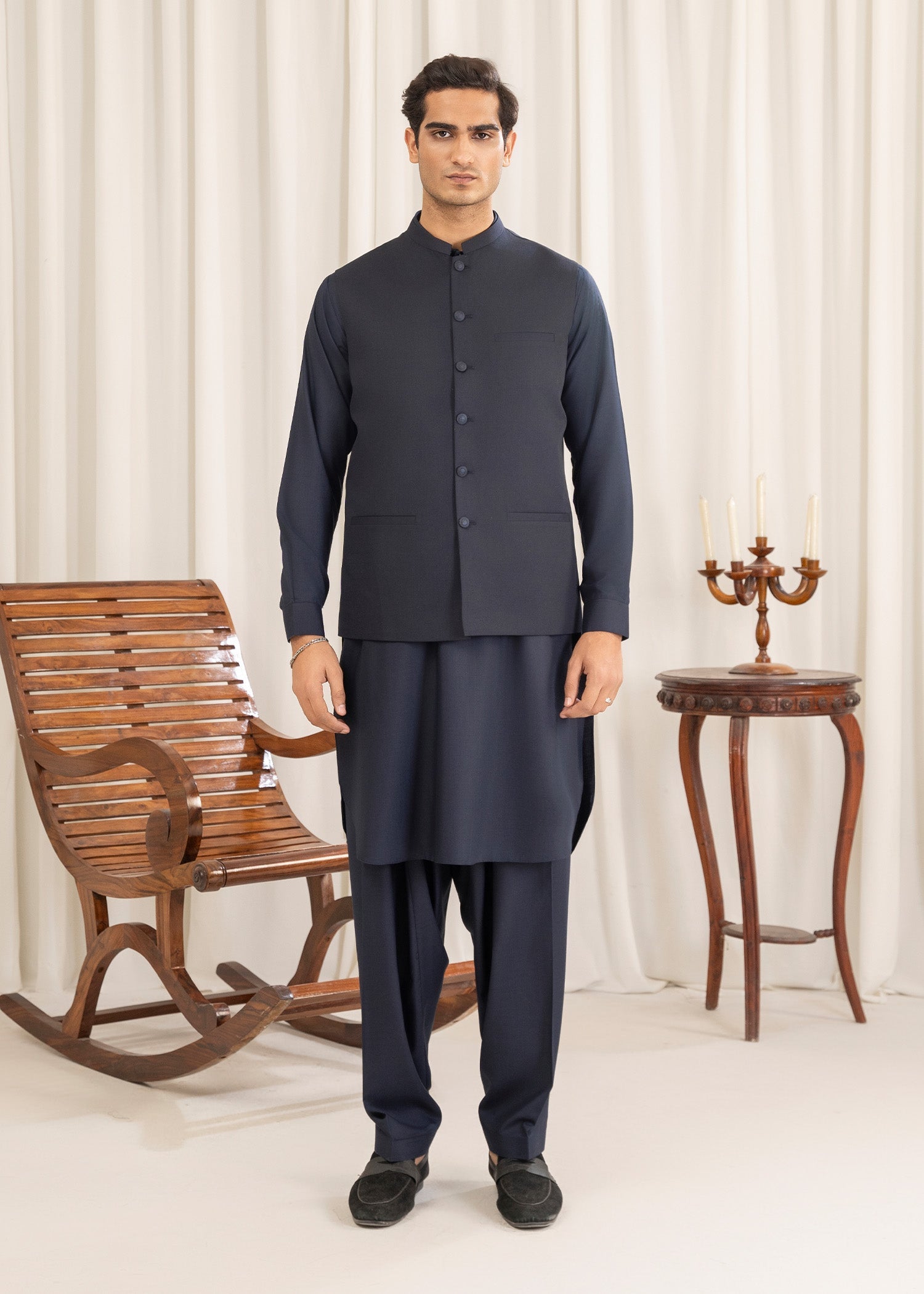 wash & wear Waistcoat in Navy blue by Buraq