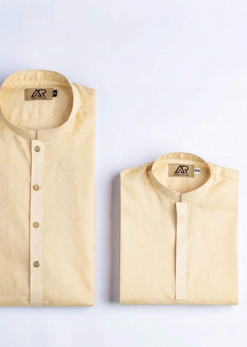 cotton jacquard Kurta in Cream