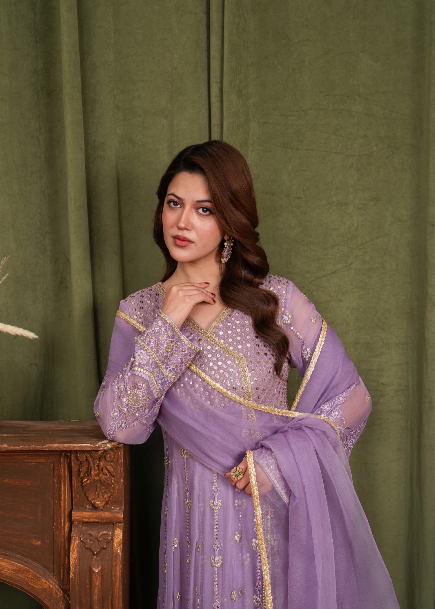 chiffon Angrakha in Lilac