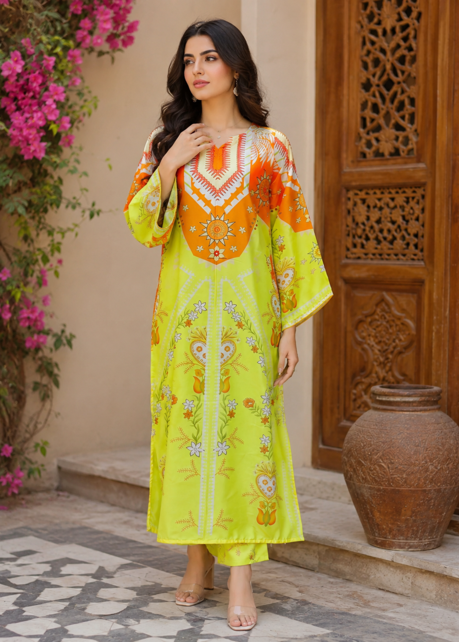 charmuse/shamooz Kaftan in Pear