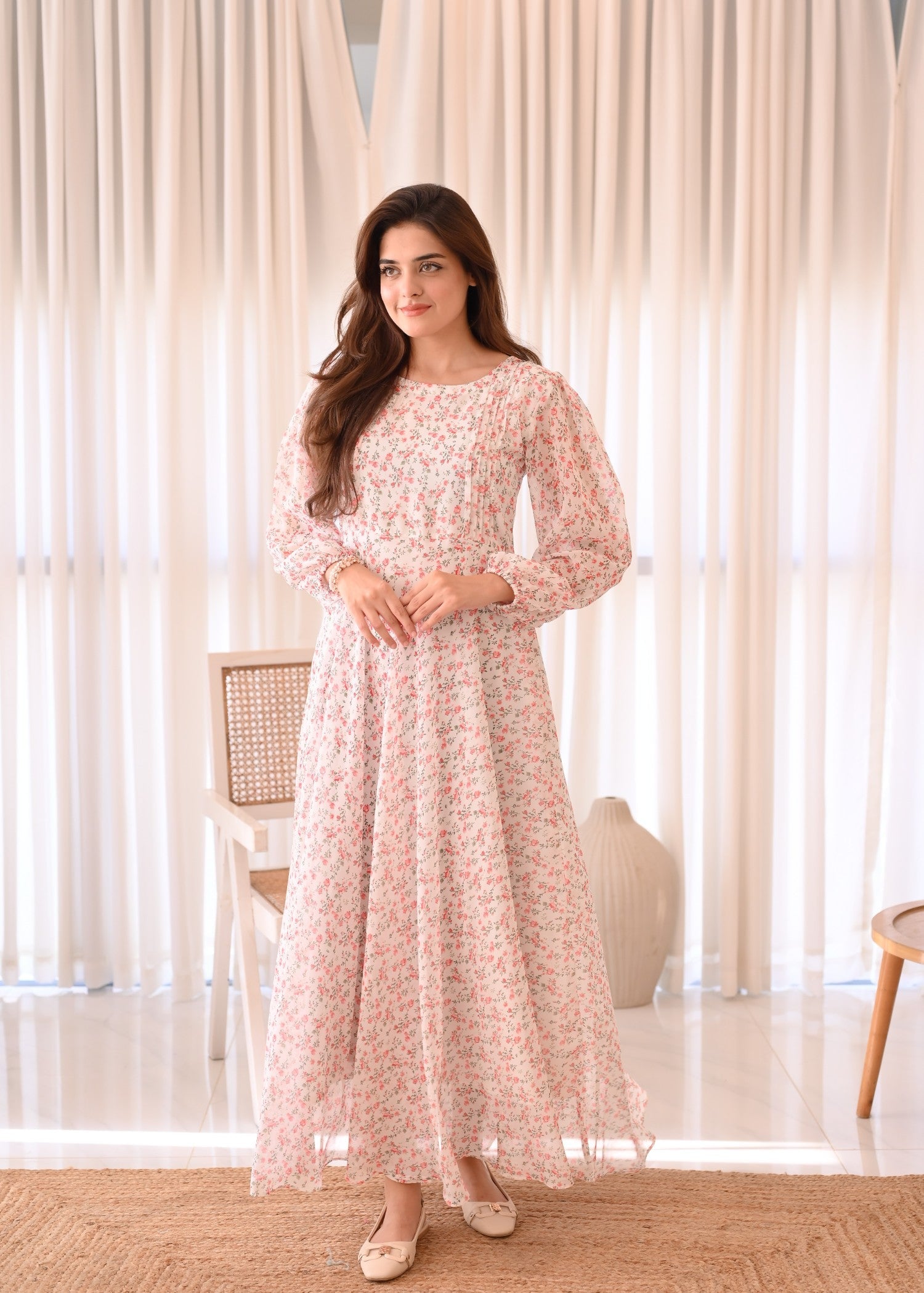 chiffon Dress in White