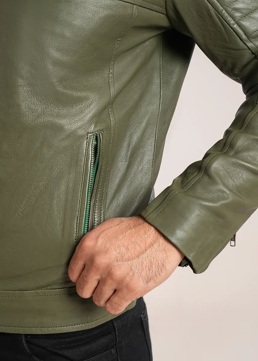 leather Jacket in Green