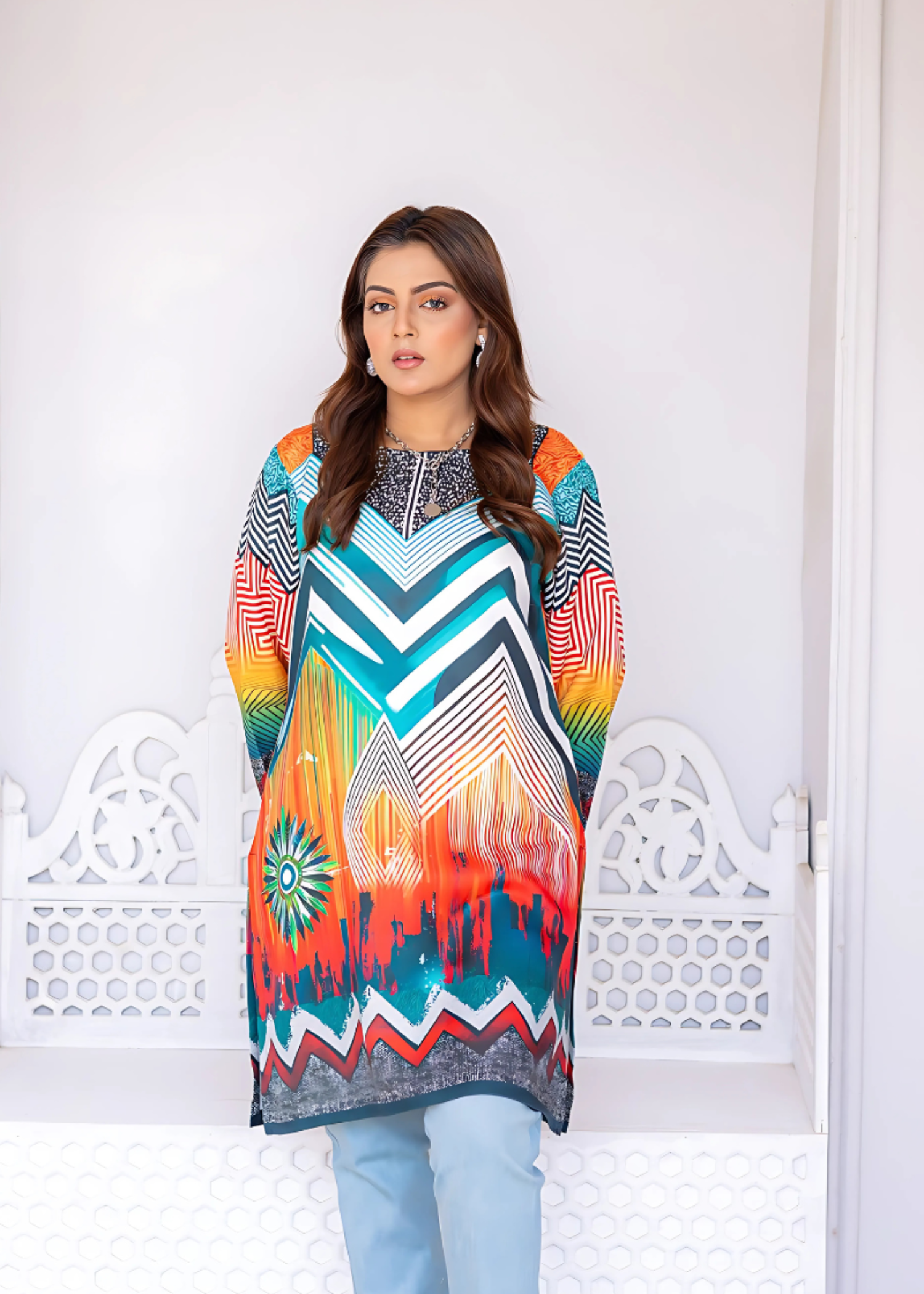 herringbone Kurti in Multi