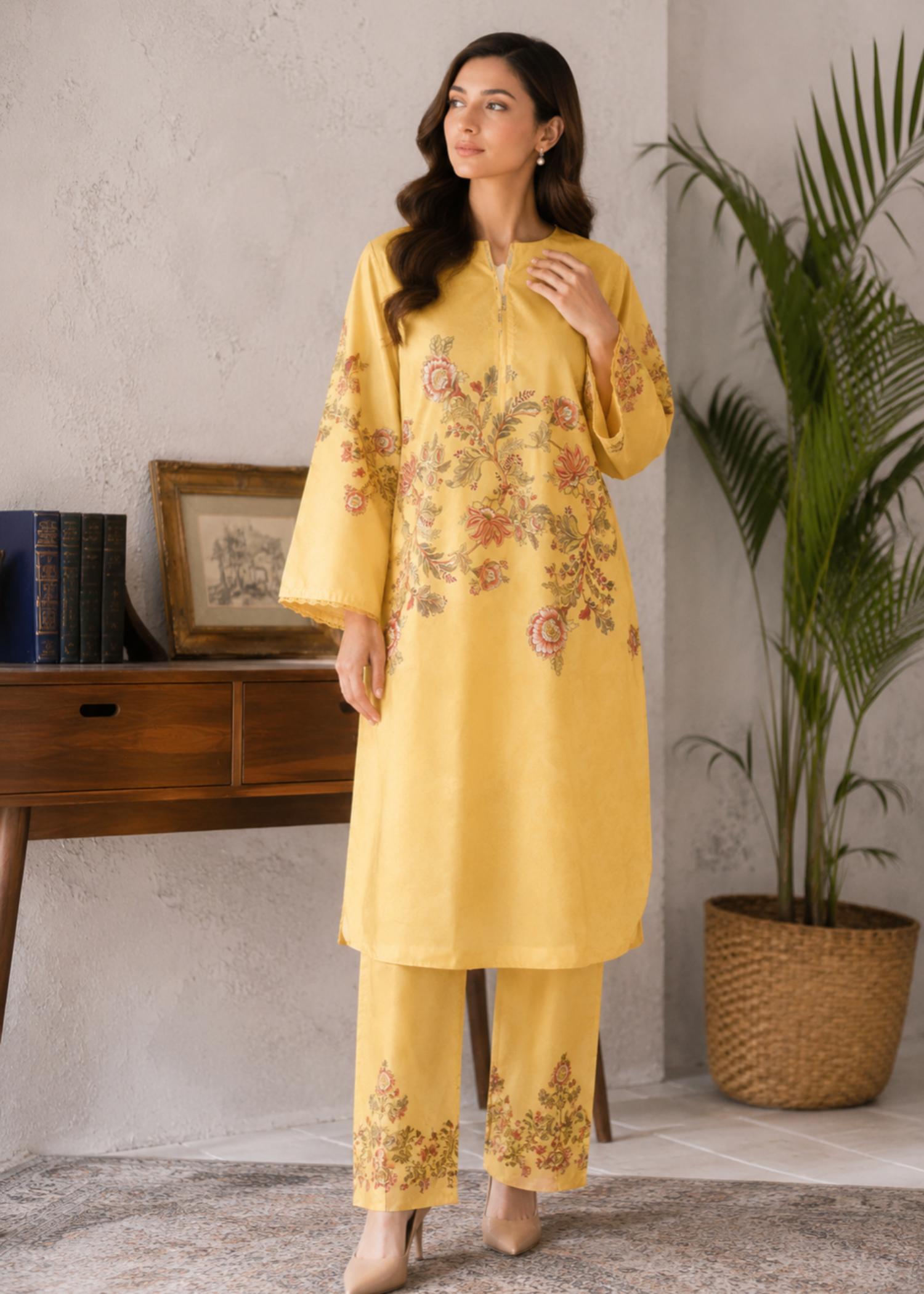 poly lawn Co Ord Sets in Lemon, green
