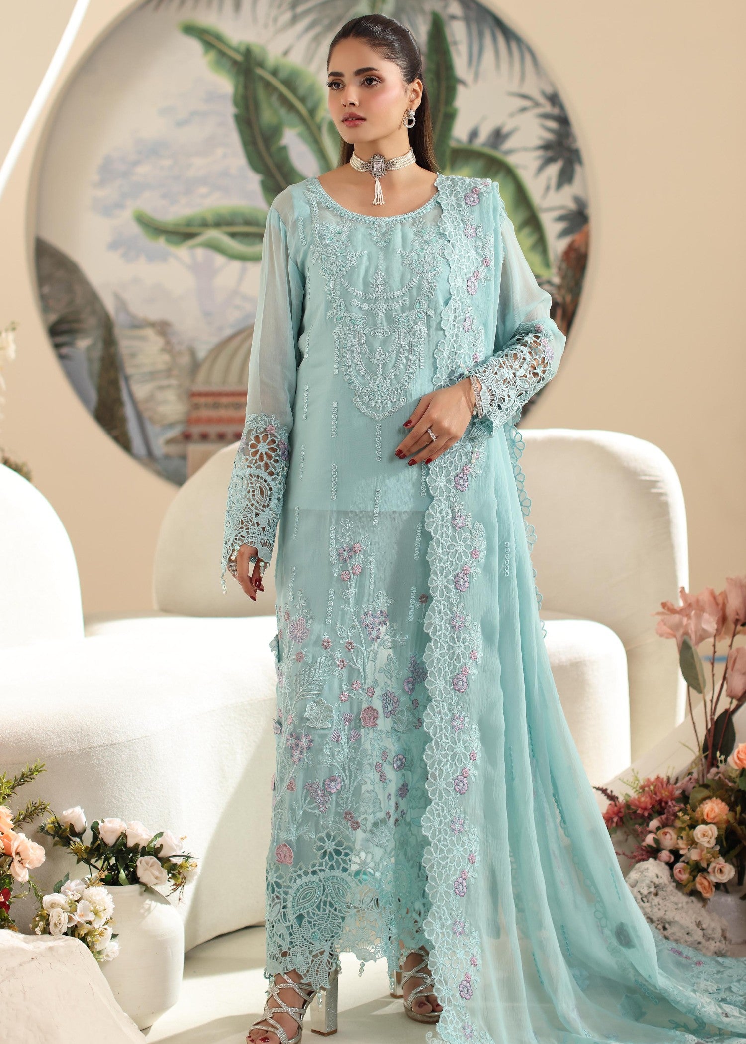 chiffon Unstitched in Ice blue