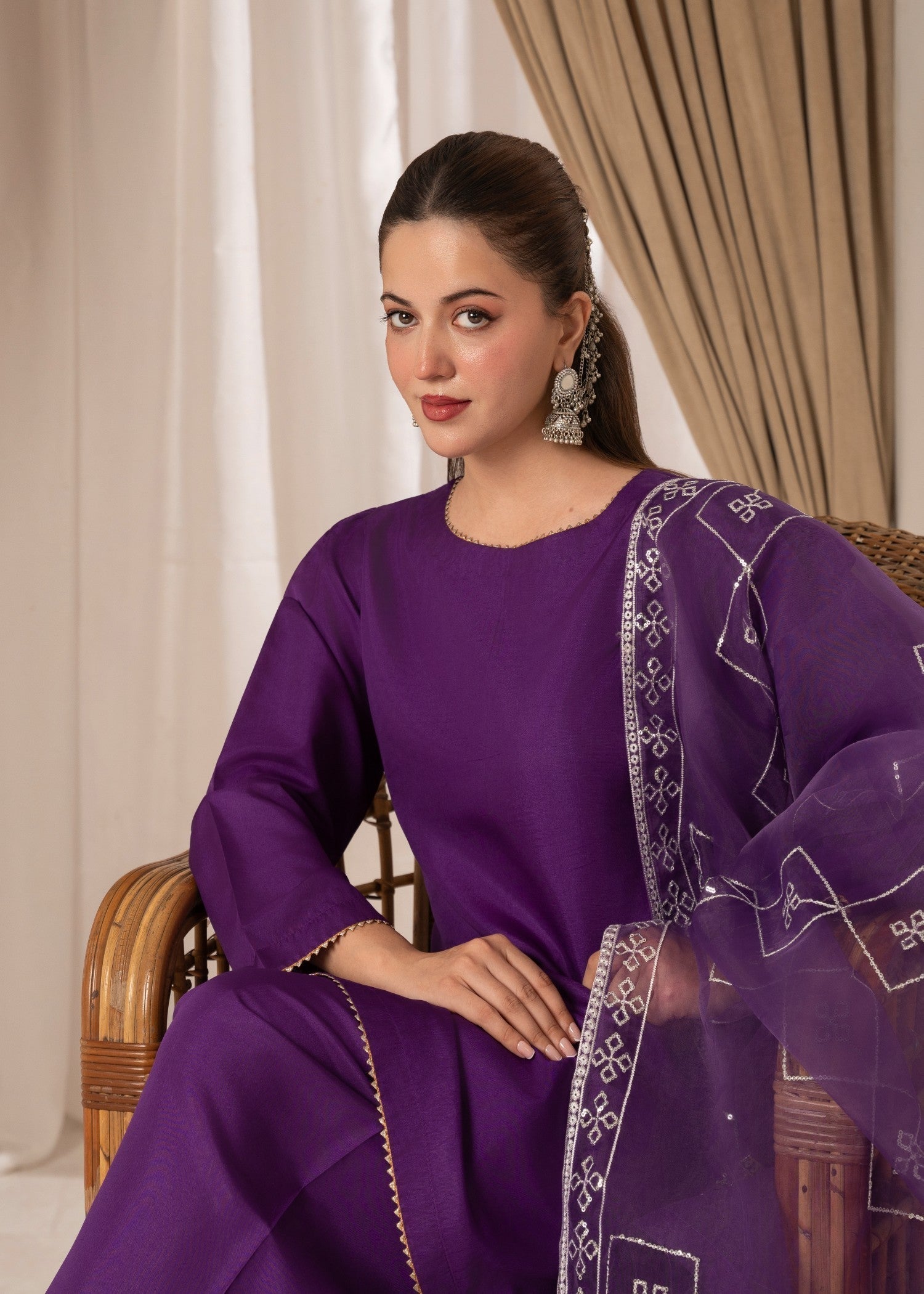 kattan silk Kurta Set in Indigo