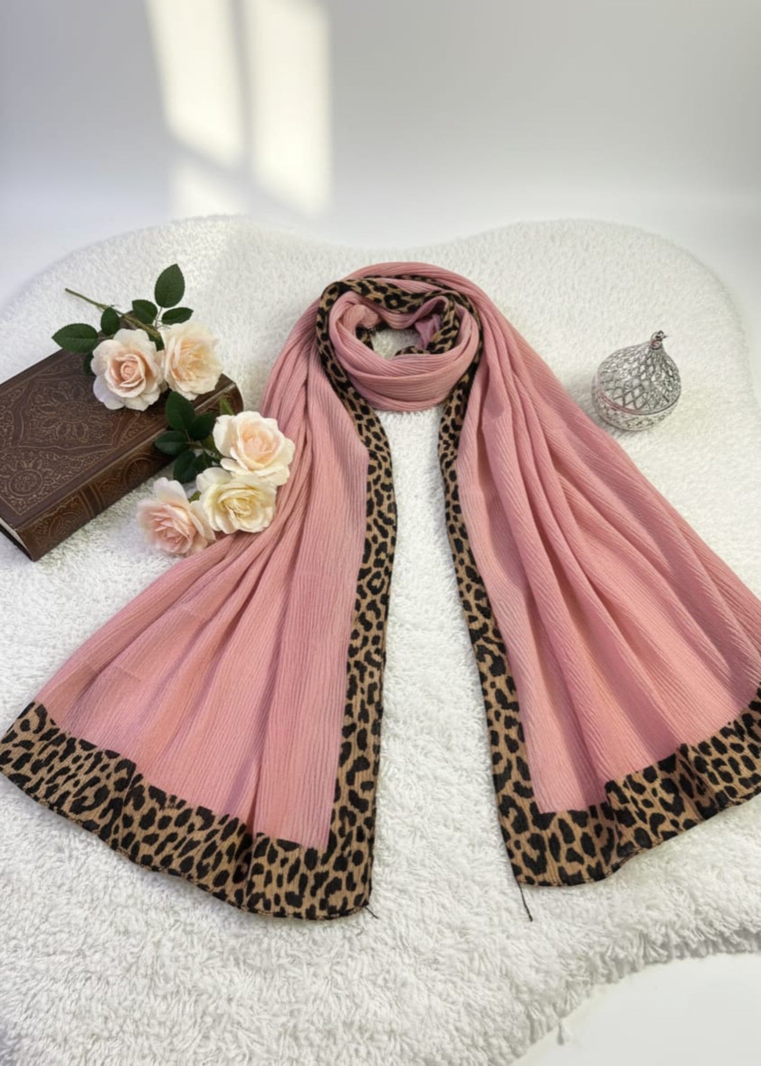 ribbed lawn Hijab in Rose pink