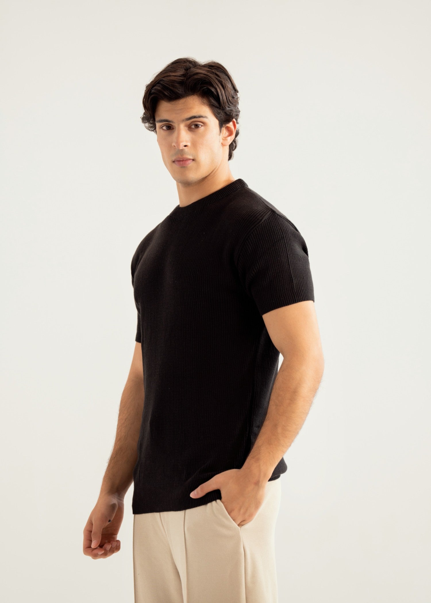 cotton T Shirt in Black by MINT By Muraqsh