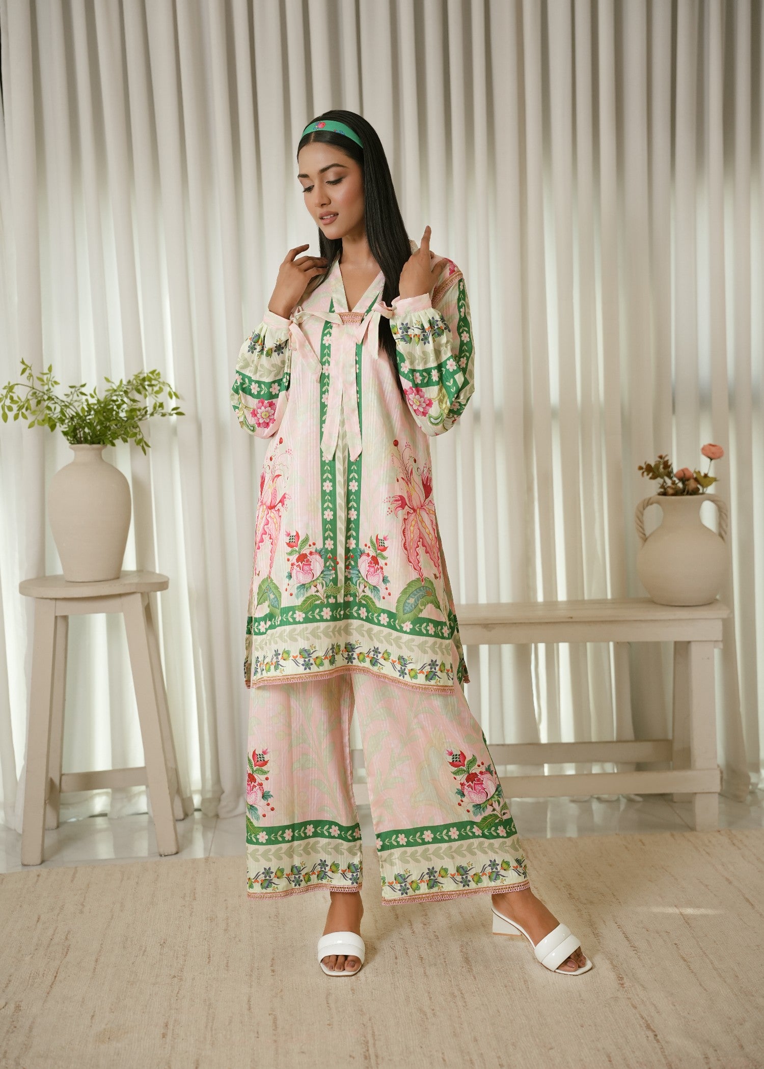 textured lawn Co Ord Sets in Blush pink