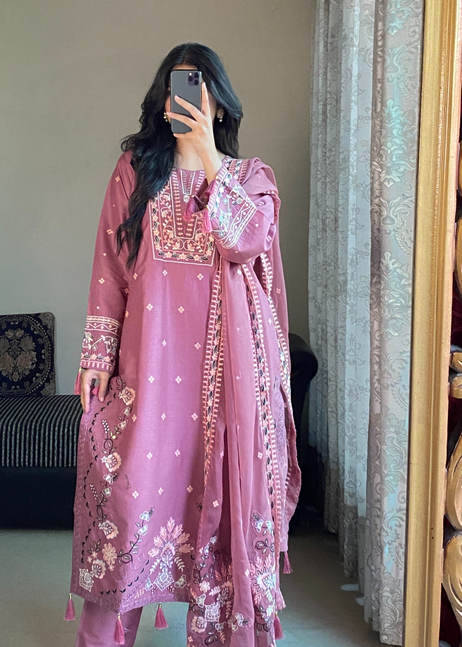 lawn Kurta Set in Pink