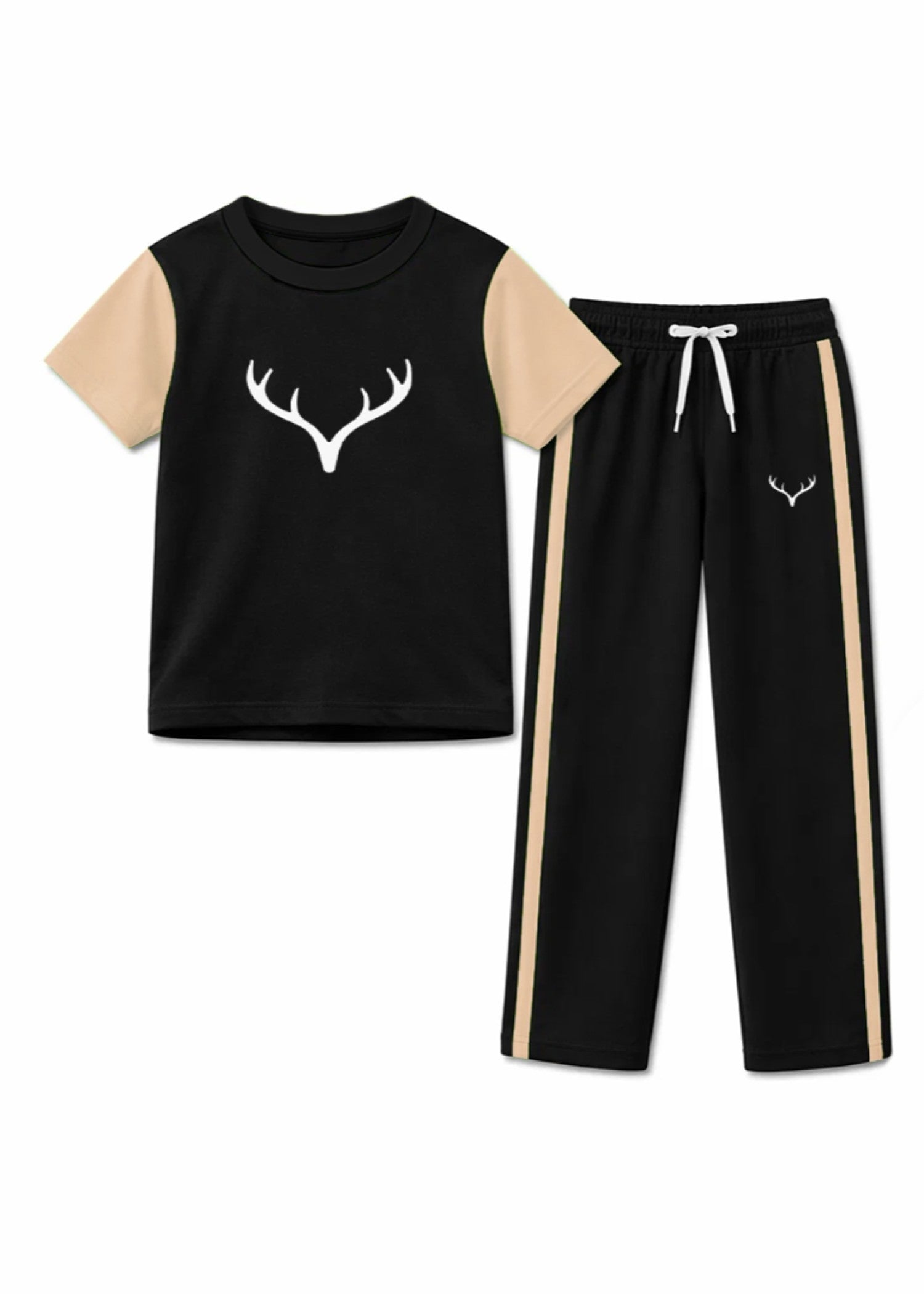 cotton Tracksuit in Beige, black