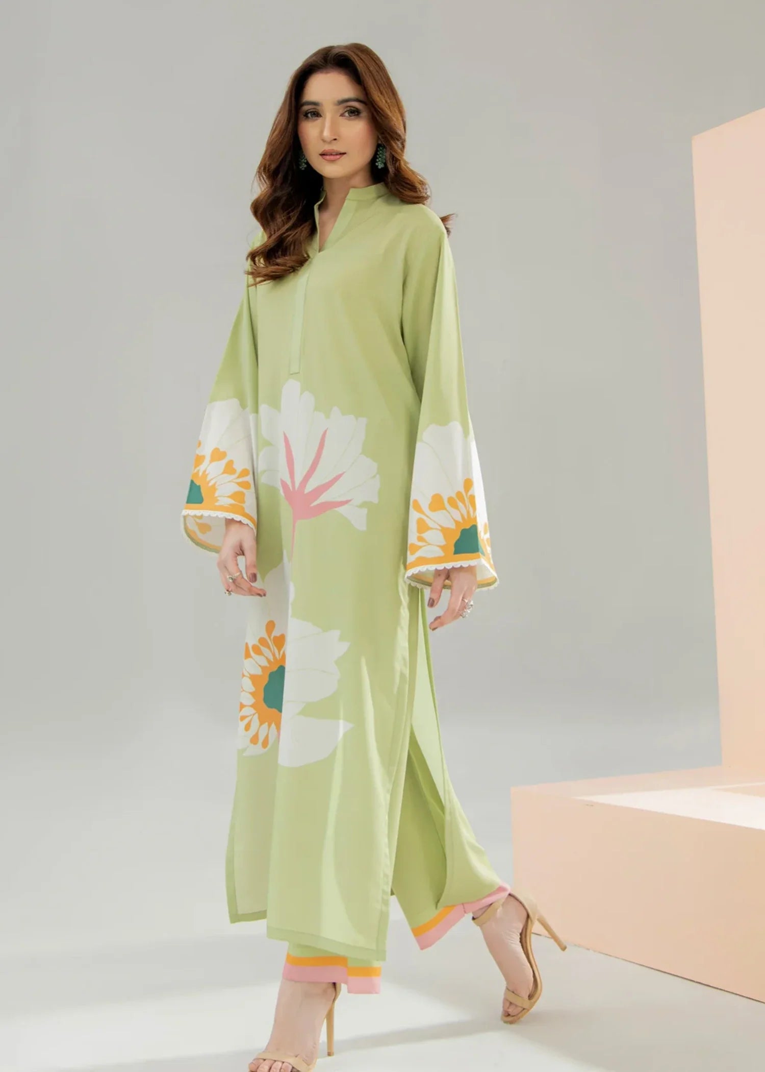 georgette Co ord Sets in Pistachio green