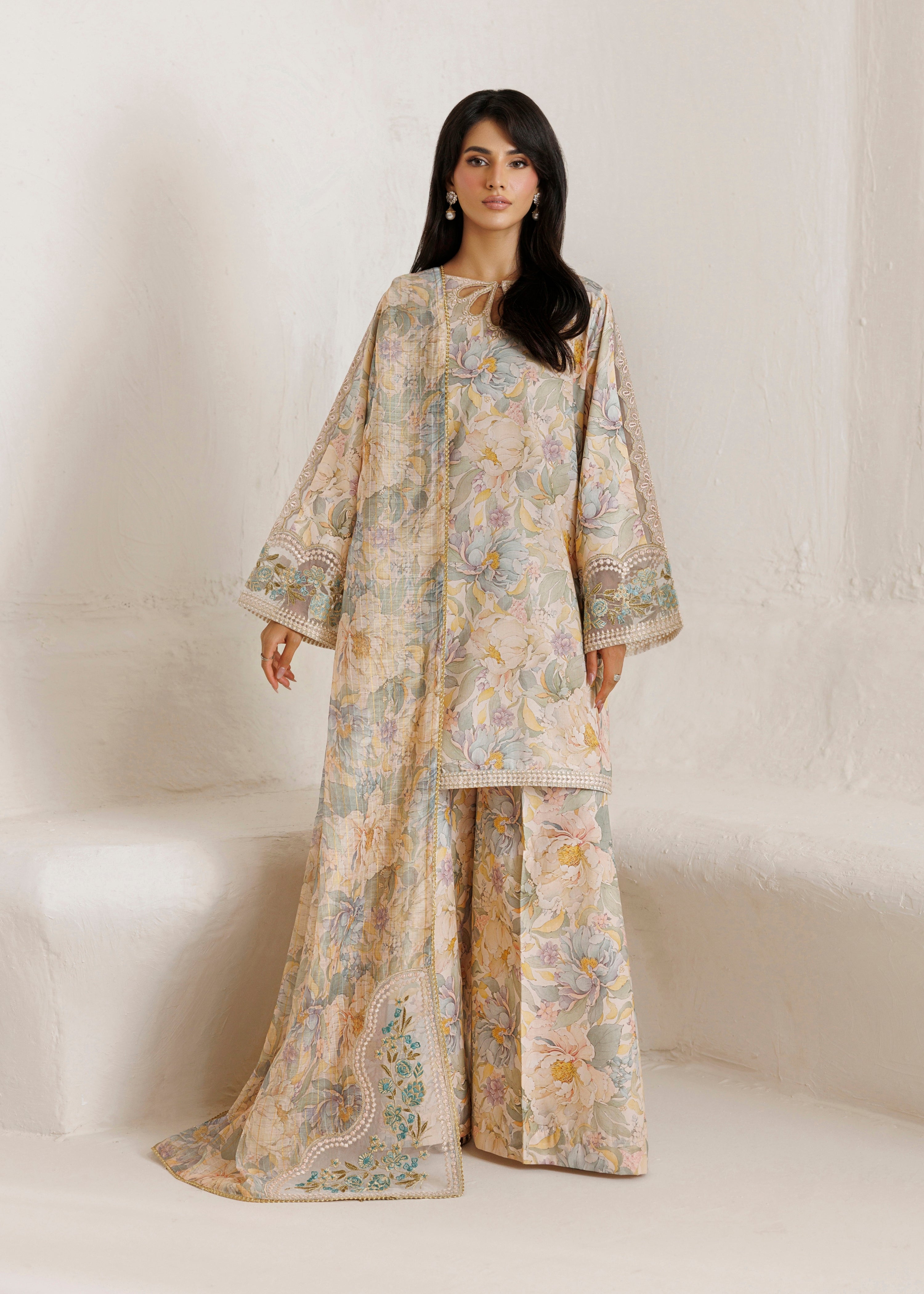 cotton Kurta Set in Multi