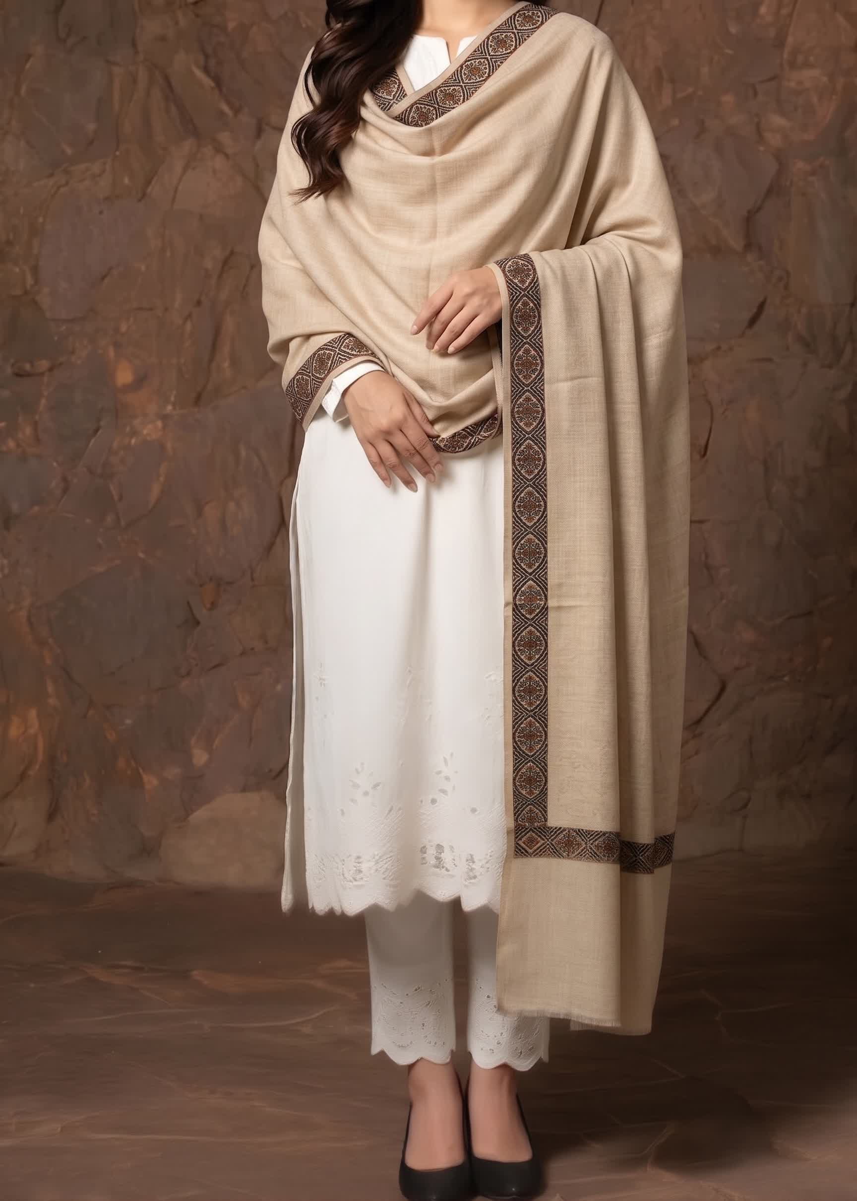 Shawl in Beige Color by - Trendy Women Shawl WKS3148