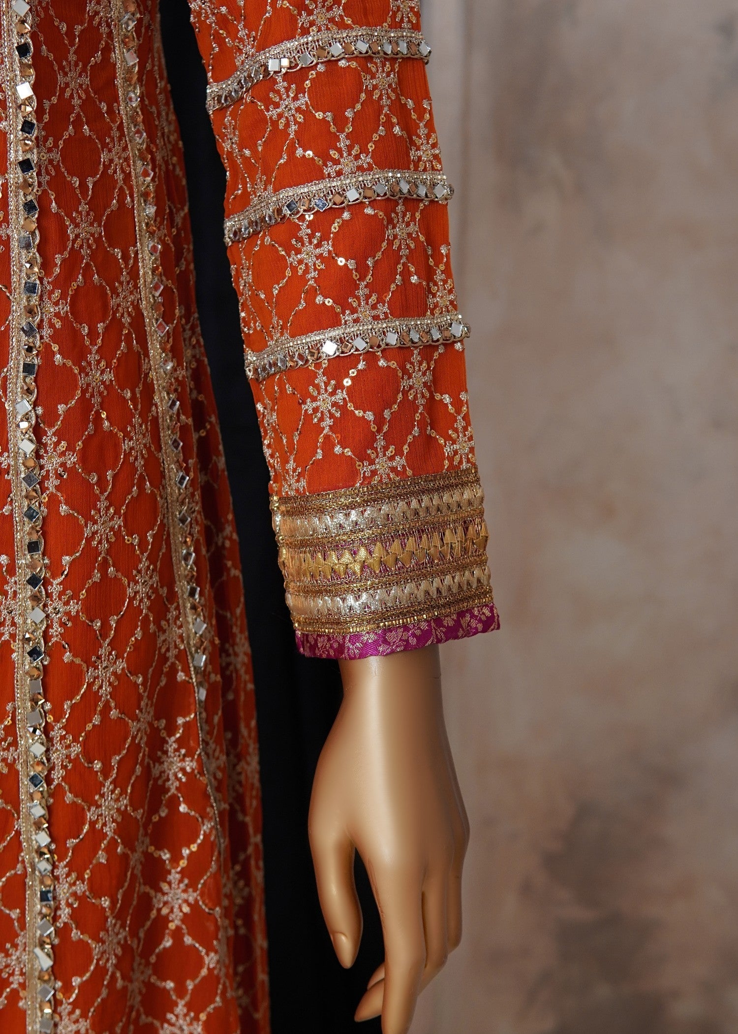 chiffon Pishwas in Orange