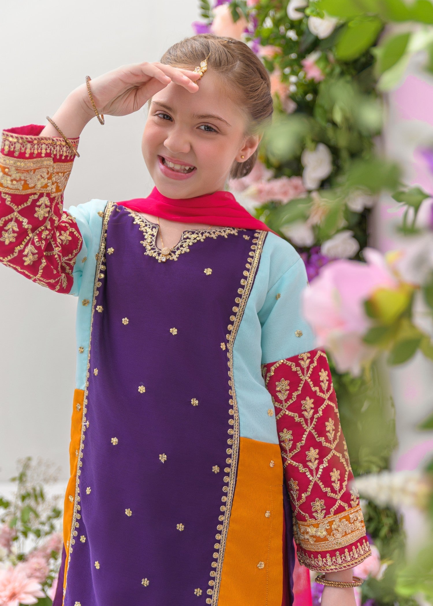 chiffon Kurta Set in Multi
