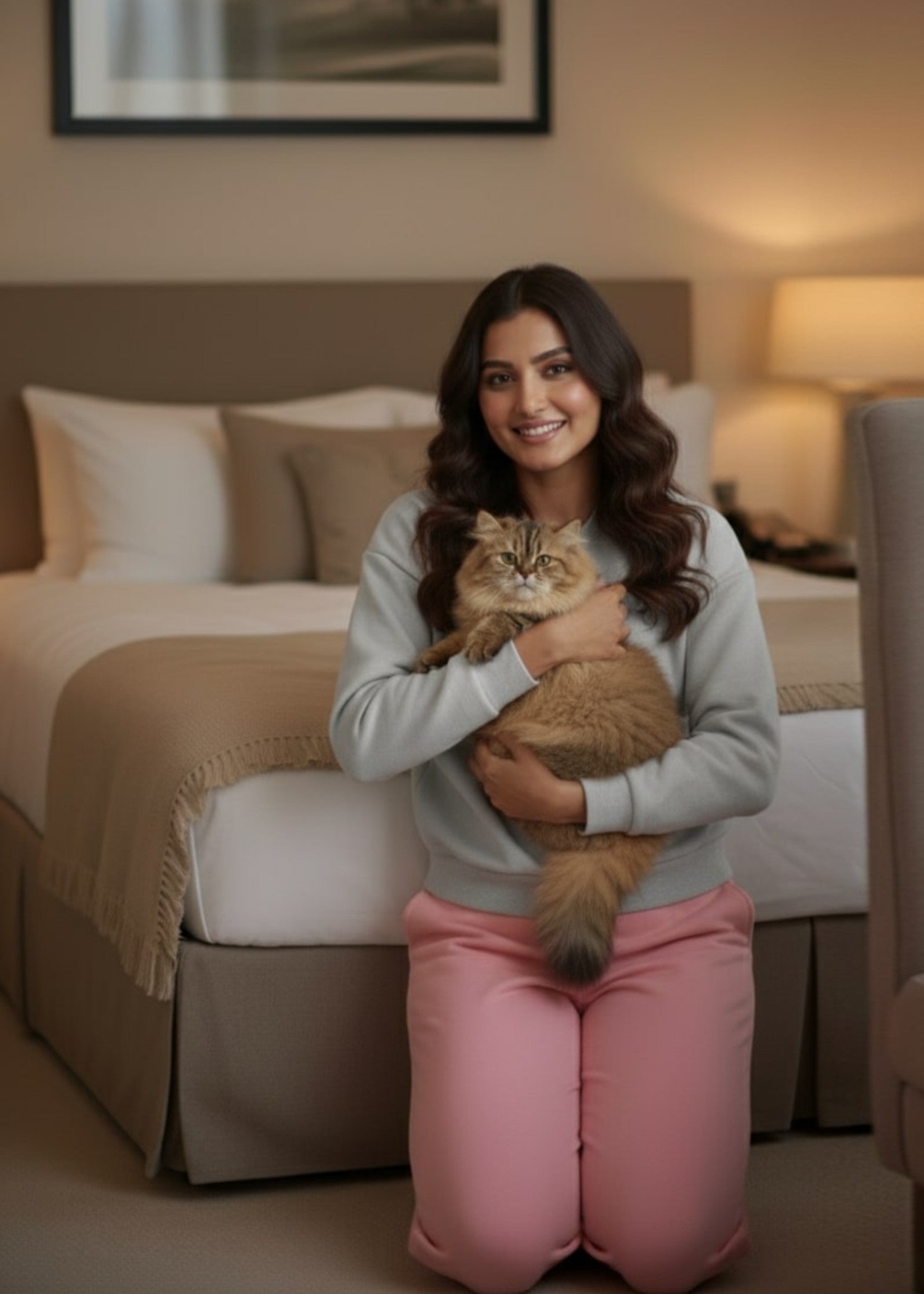 fleece Trousers in Cotton candy pink