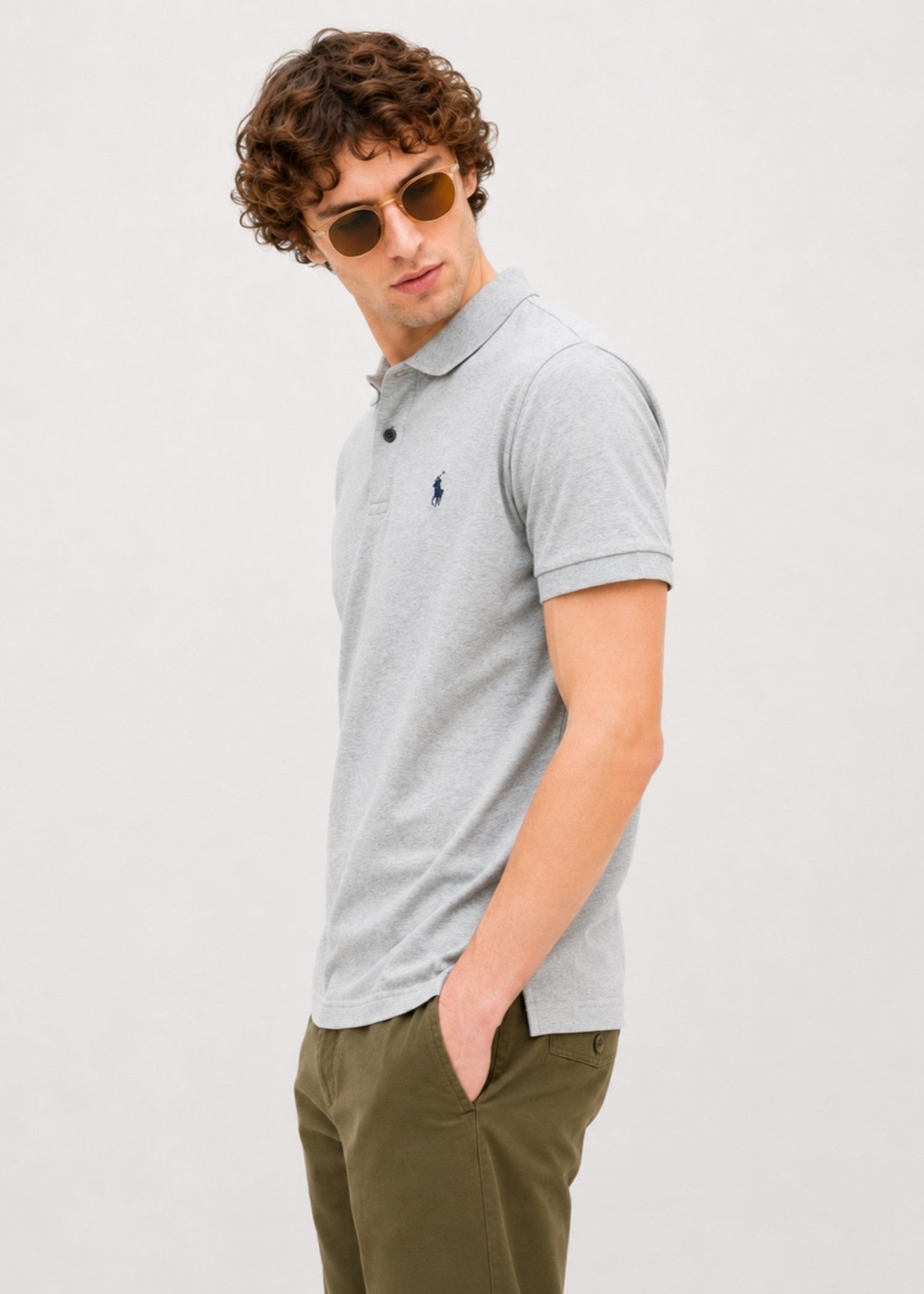 cotton Polo Shirt in Dark grey