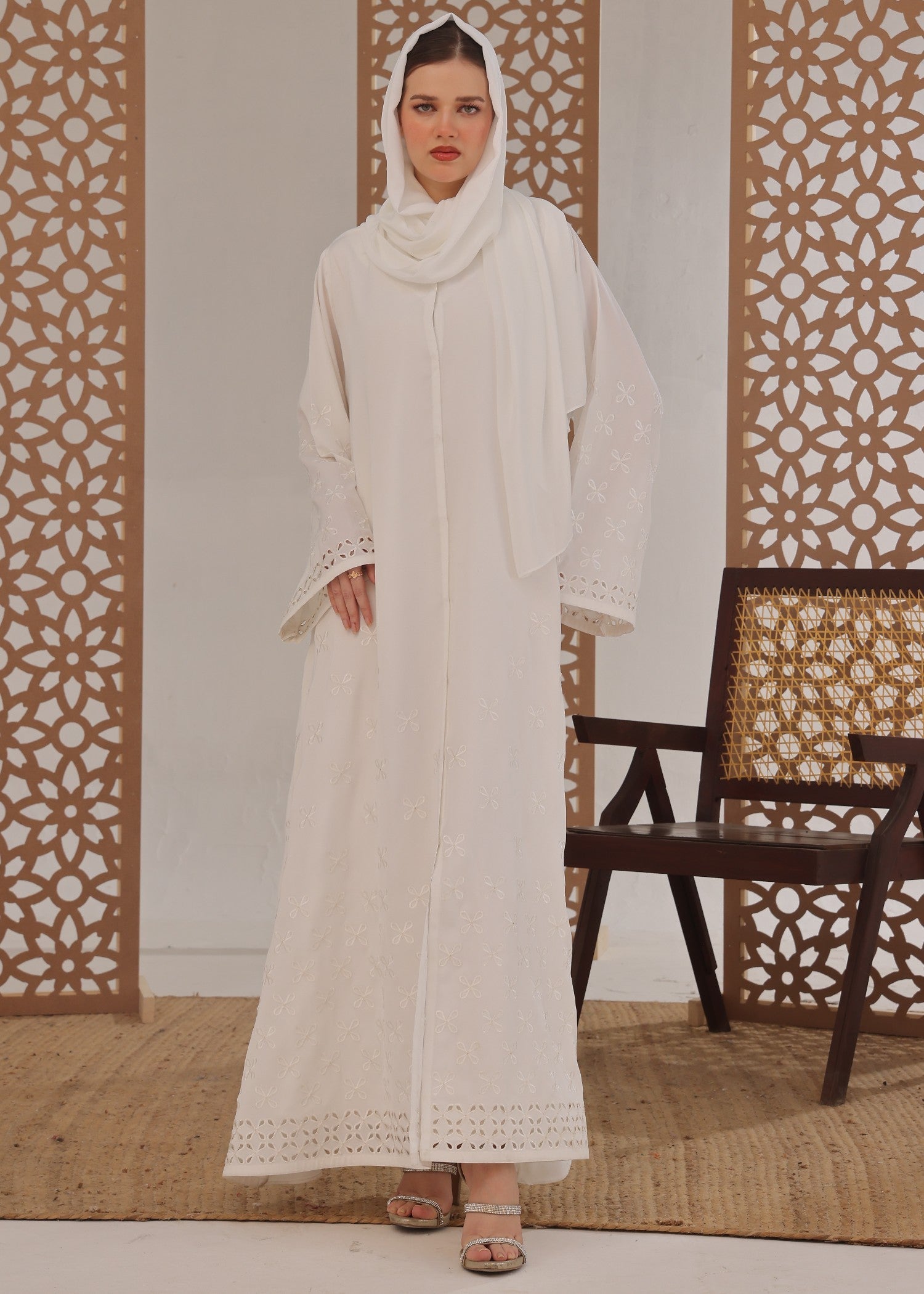 nidha Abaya in White