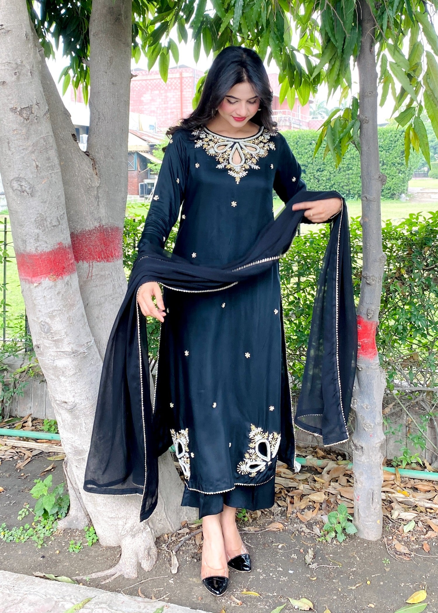 viscose Kurta Set in Black