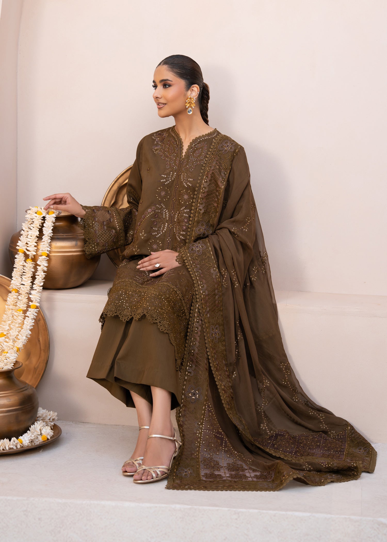 viscose Unstitched in Coffee brown