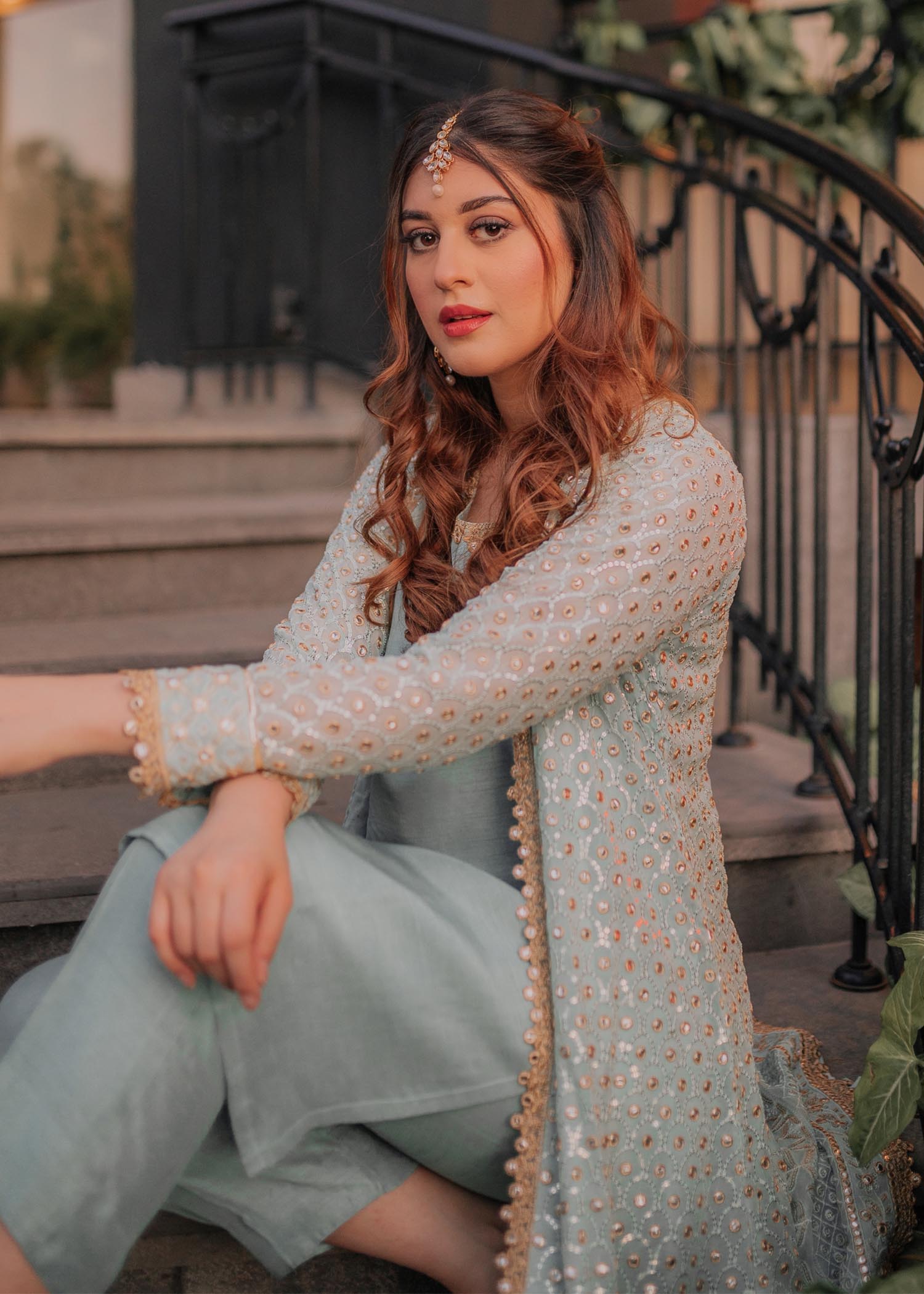 chiffon Gown in Ice blue
