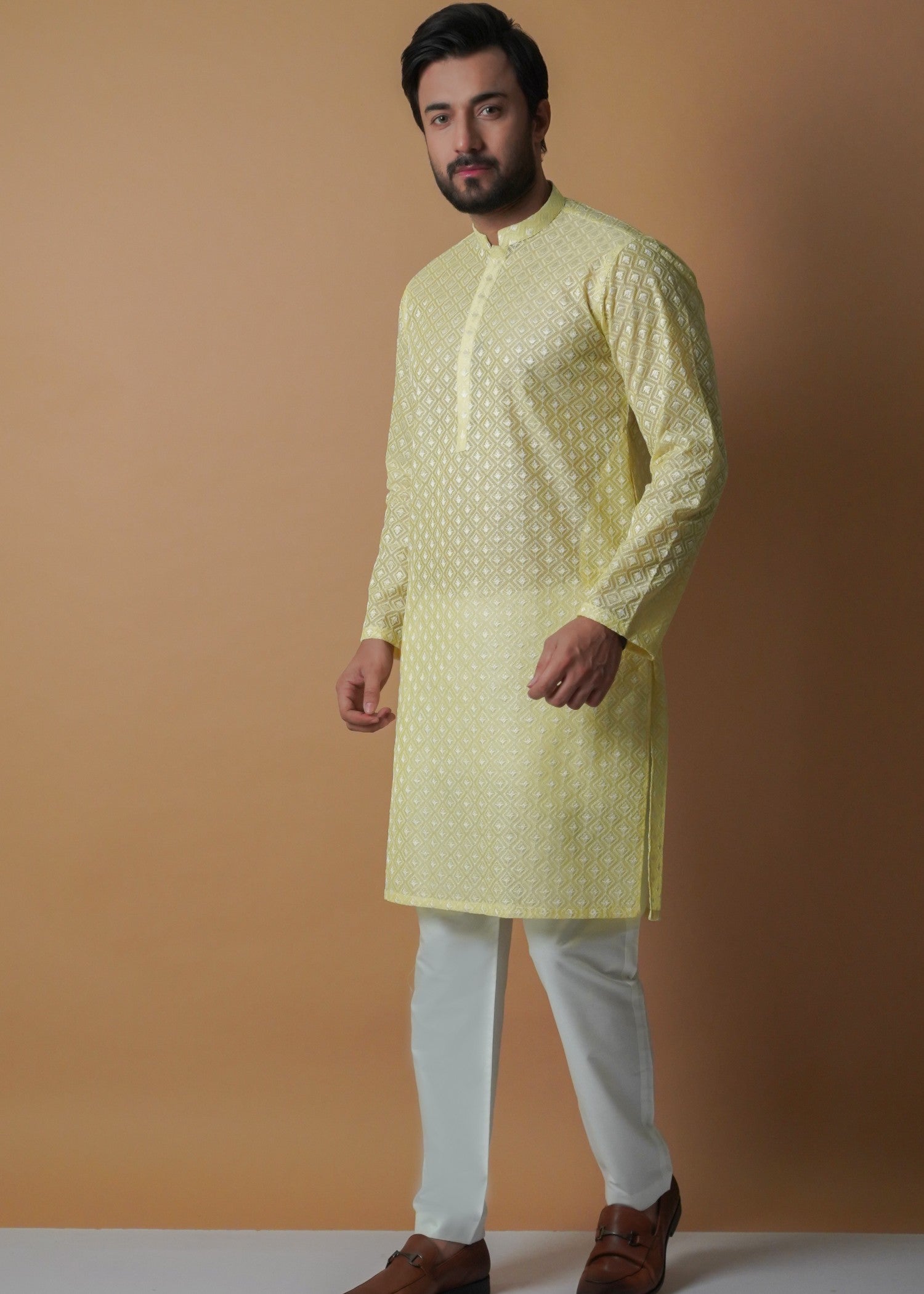 cotton Kurta Set in Mellow yellow