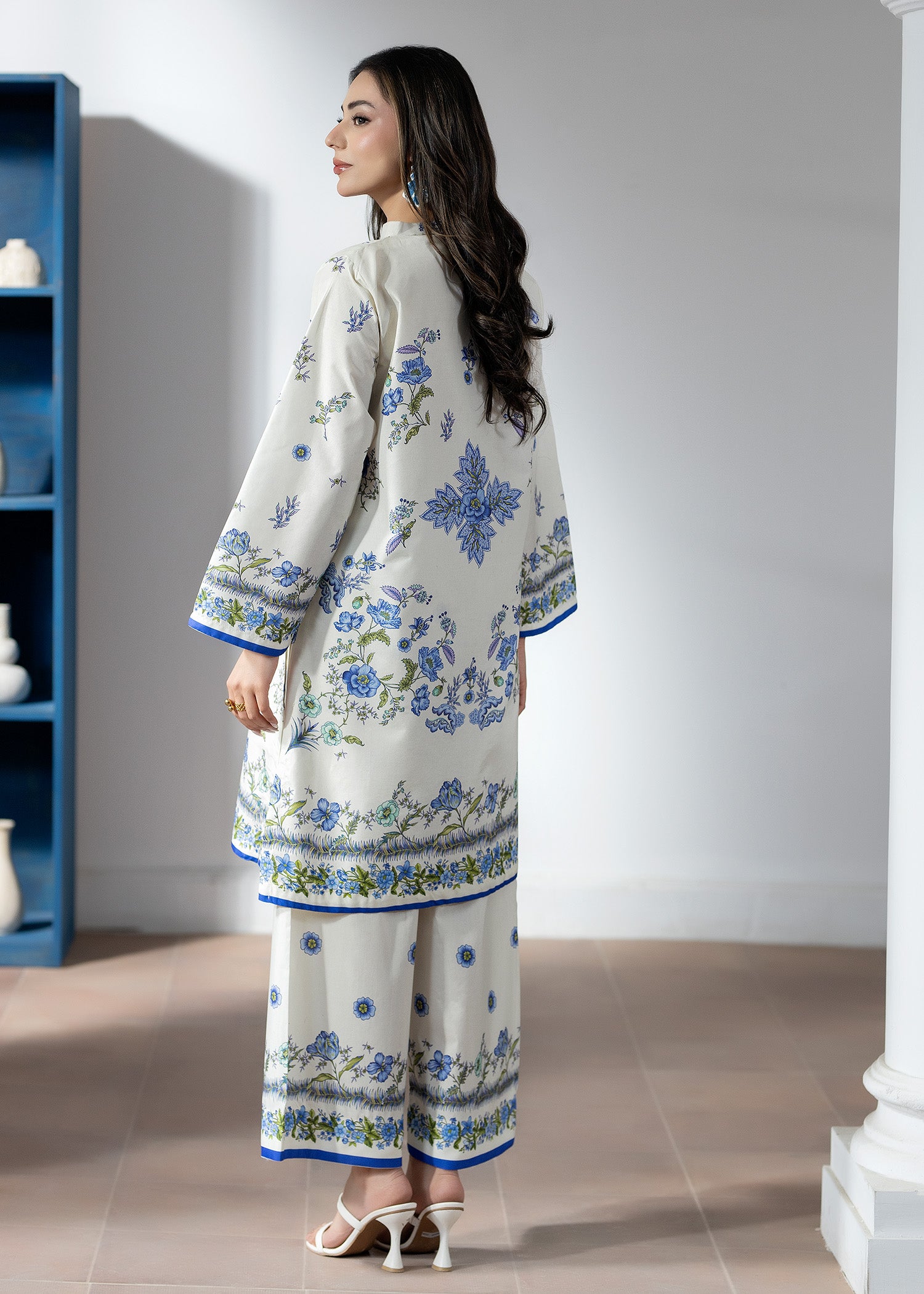 silk finish lawn Co Ord Sets in Off-white