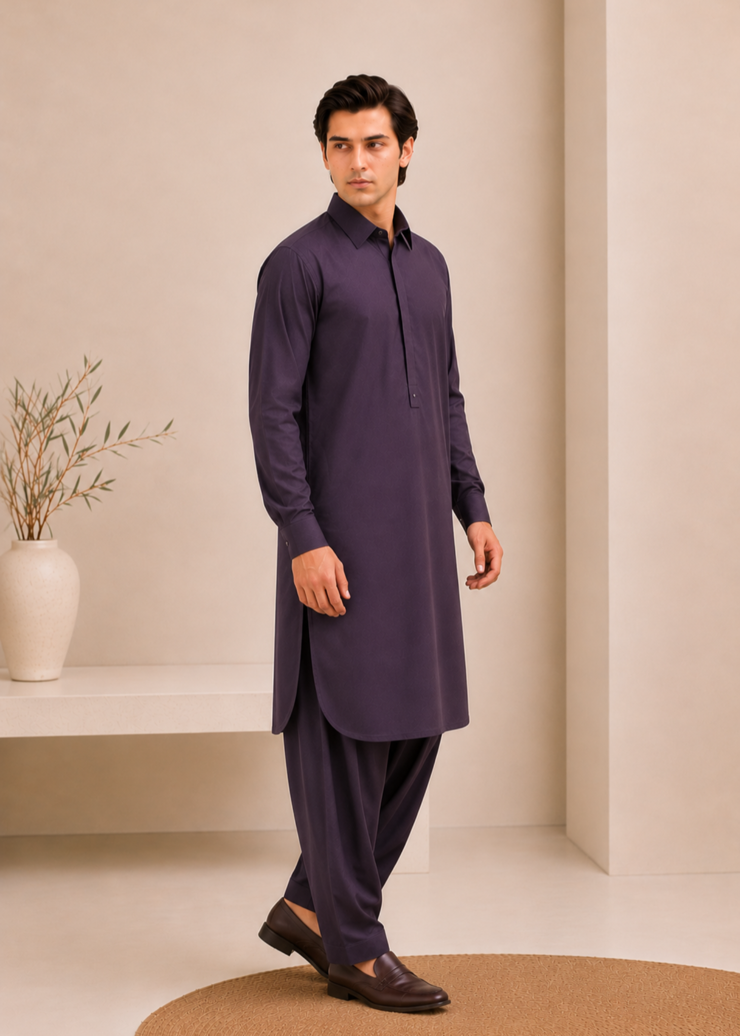 wash & wear Shalwar Kameez in Deep purple