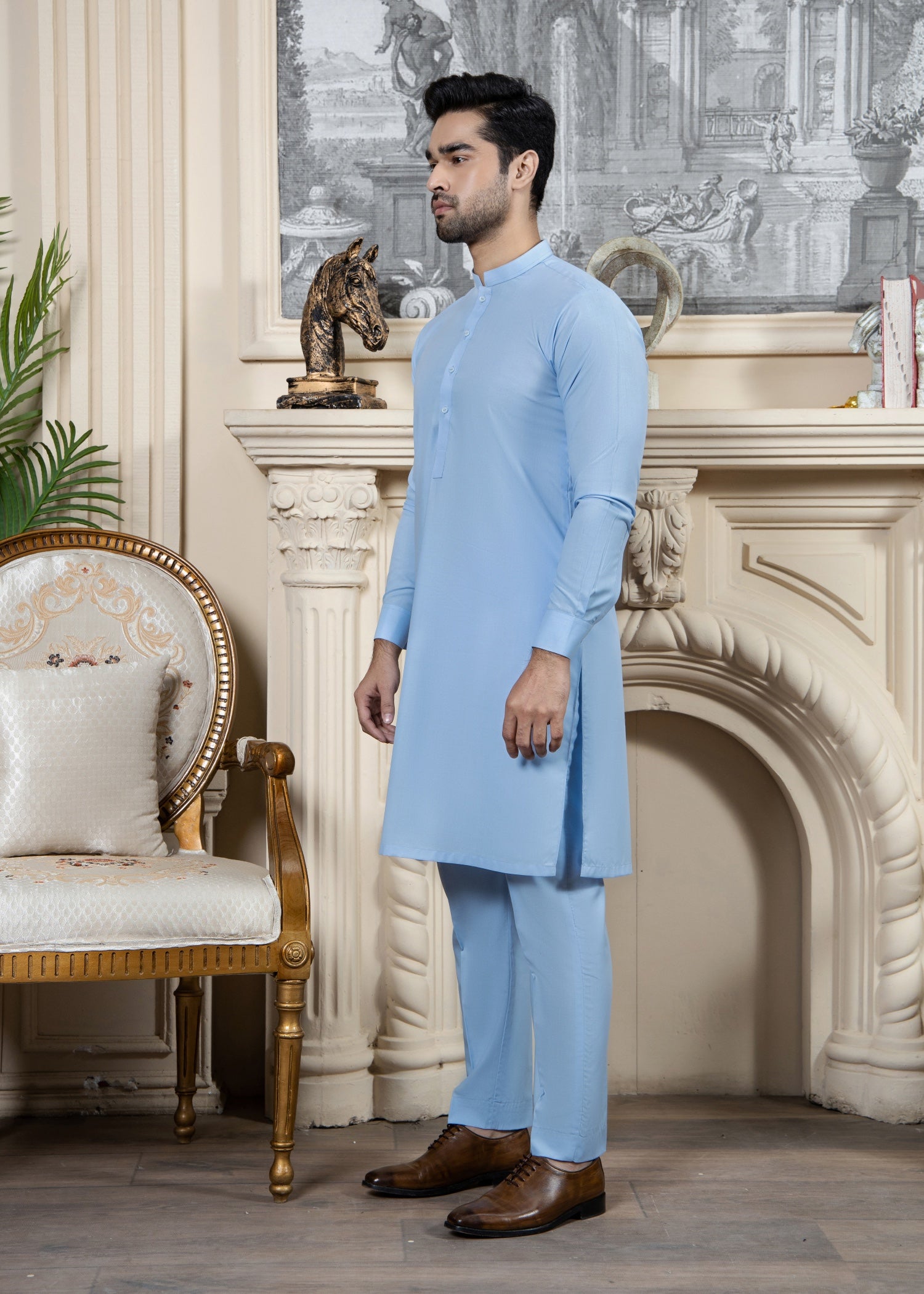 wash & wear Kurta Set in Sky