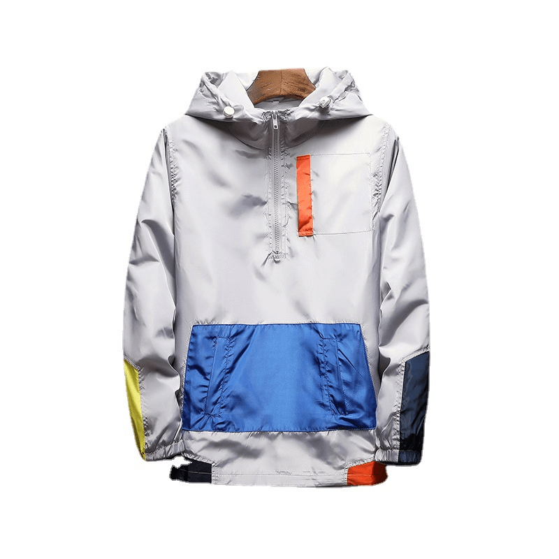 Men'S Hooded Jacket Men'S Color Matching Trend