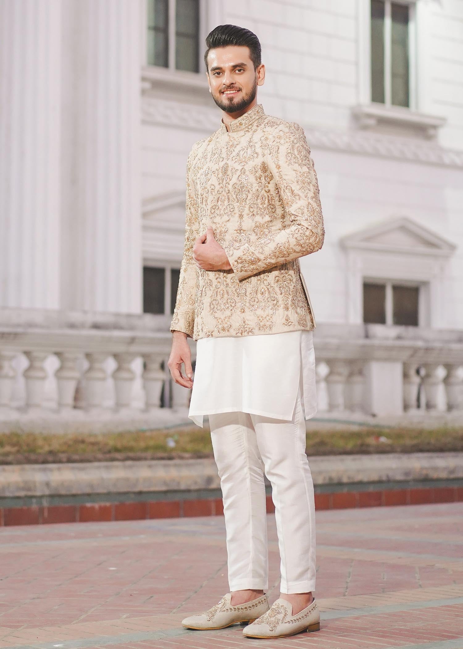 thai silk Prince Coat in Beige