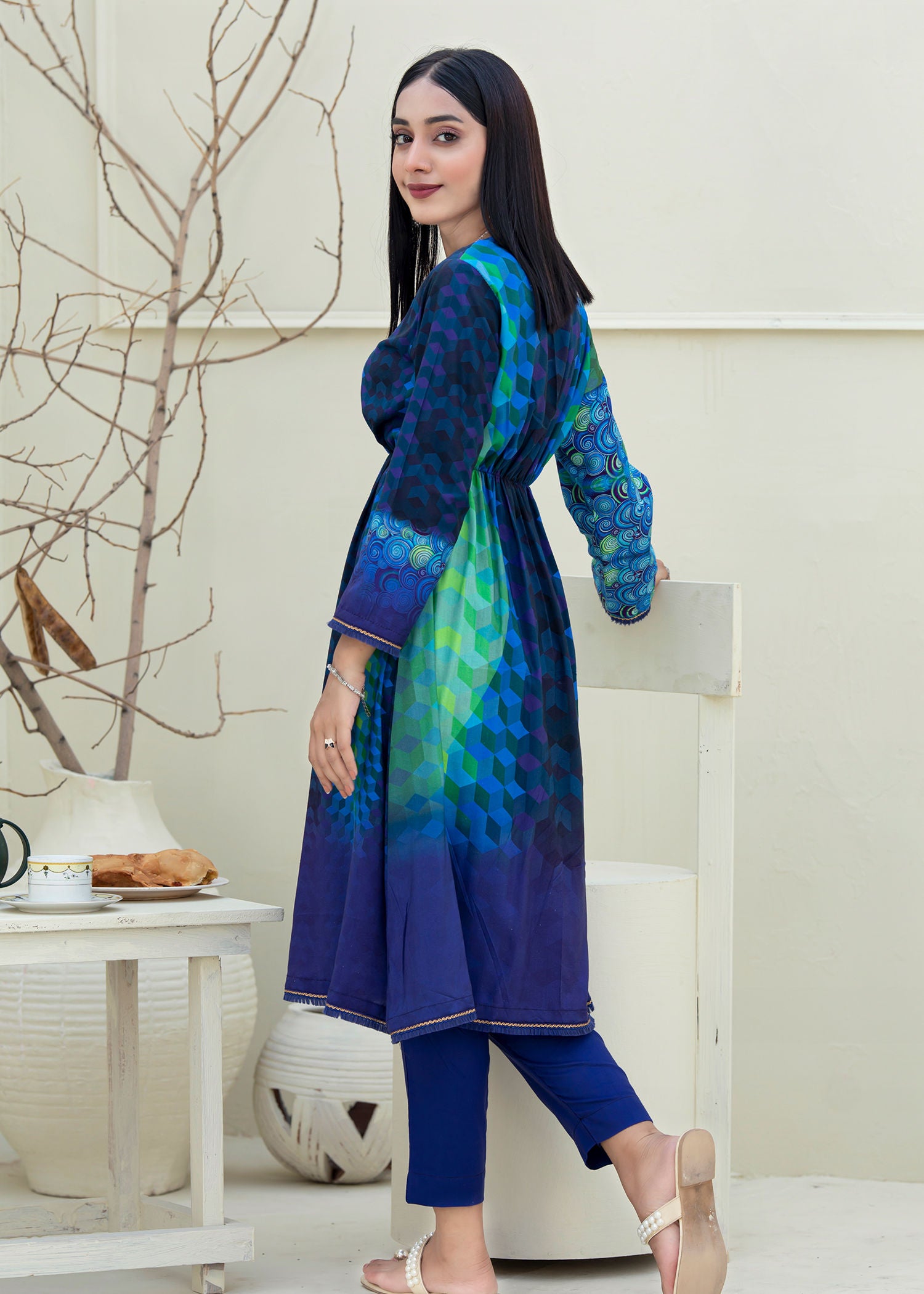 linen Unstitched in Blue