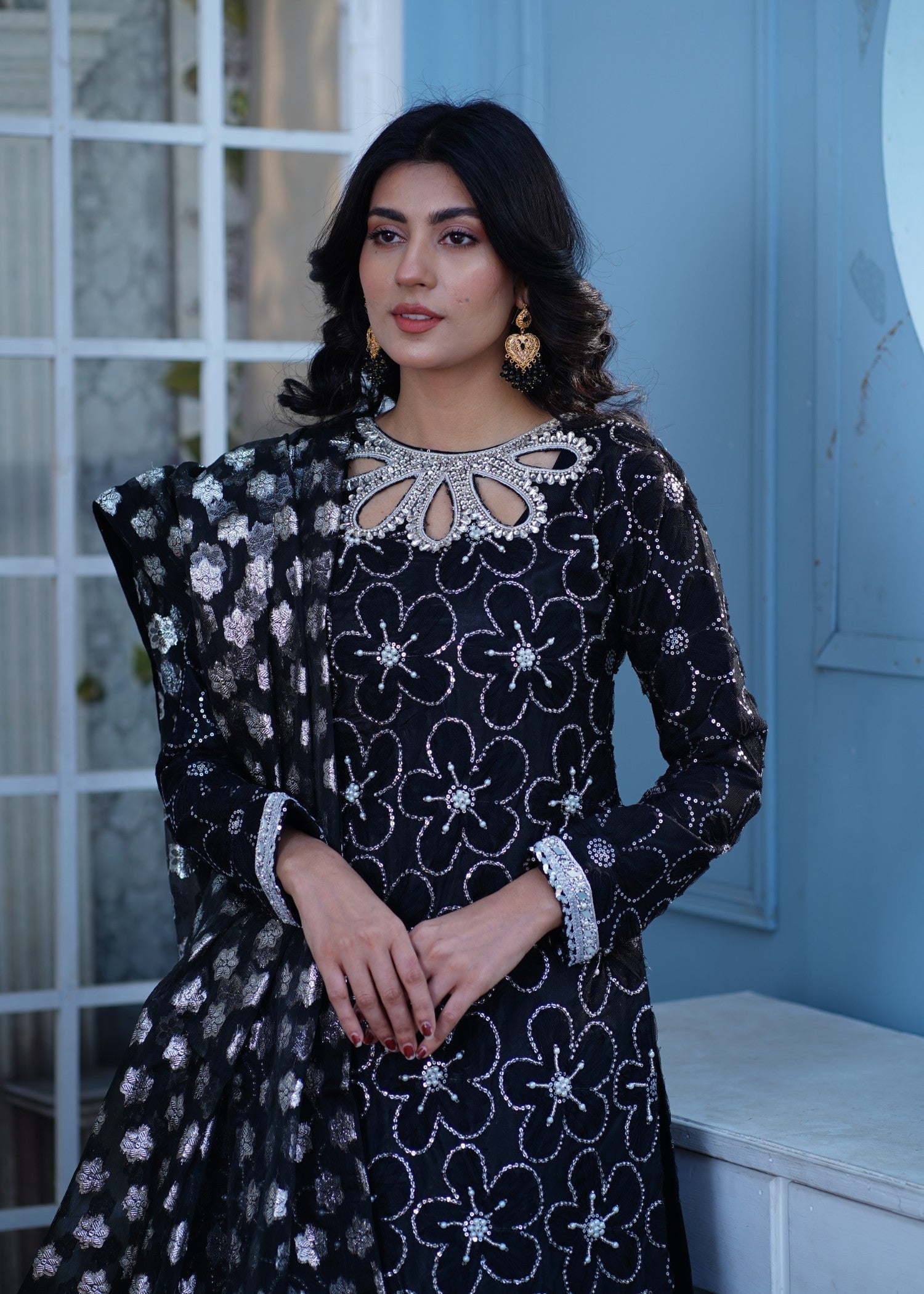 net Gharara in Black