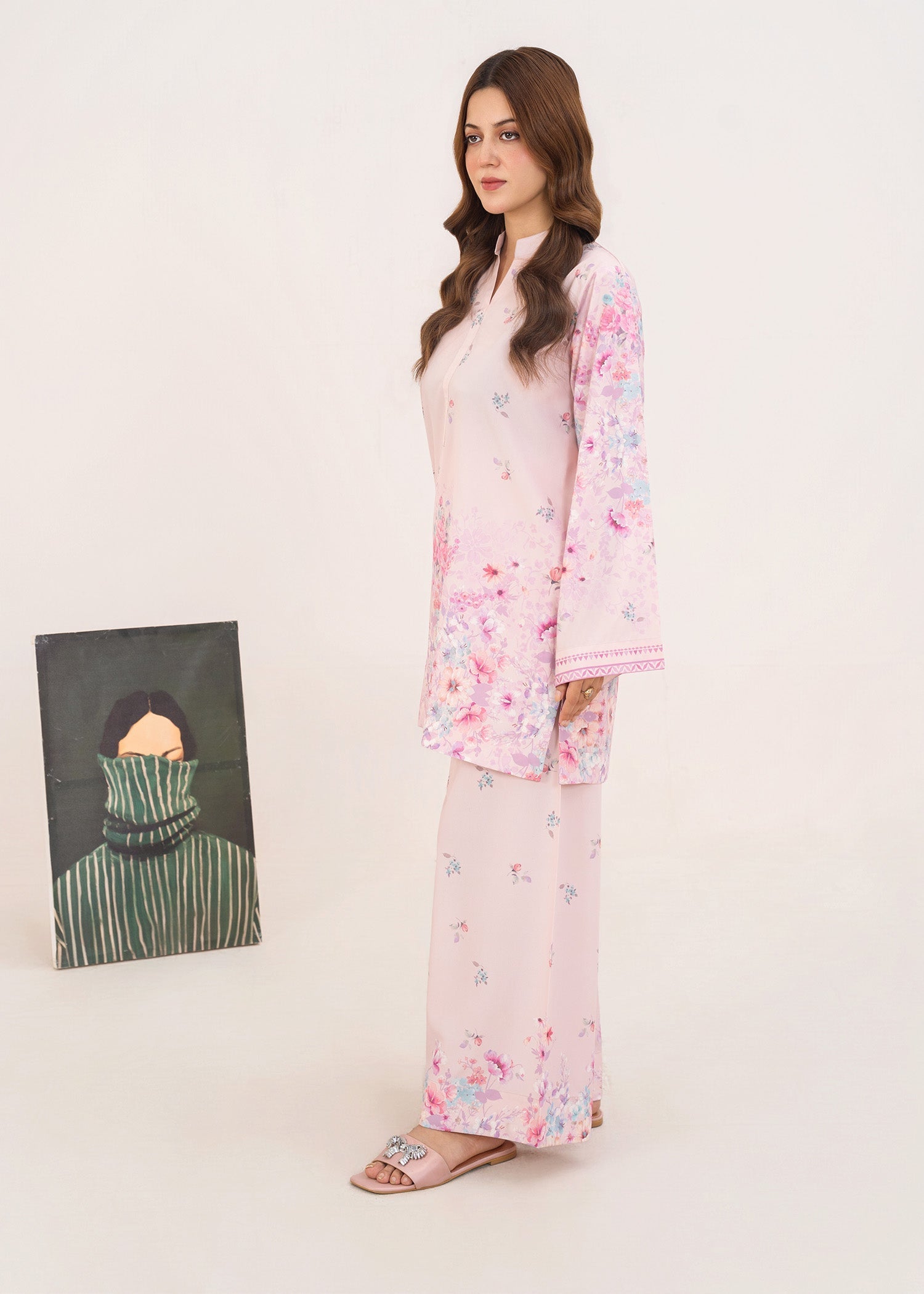 poly lawn Co Ord Sets in Light pink