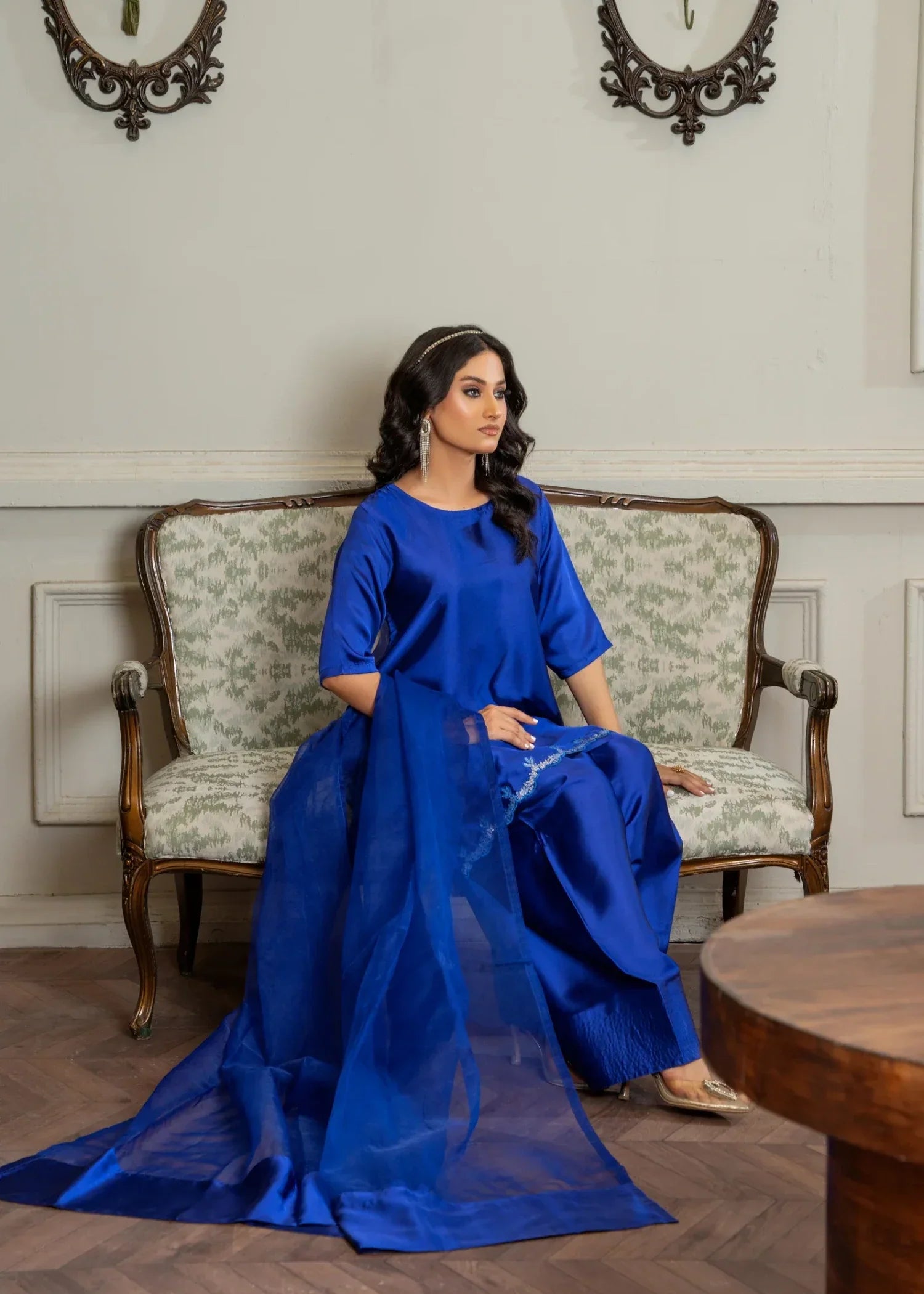 silk Kurta Set in Blue