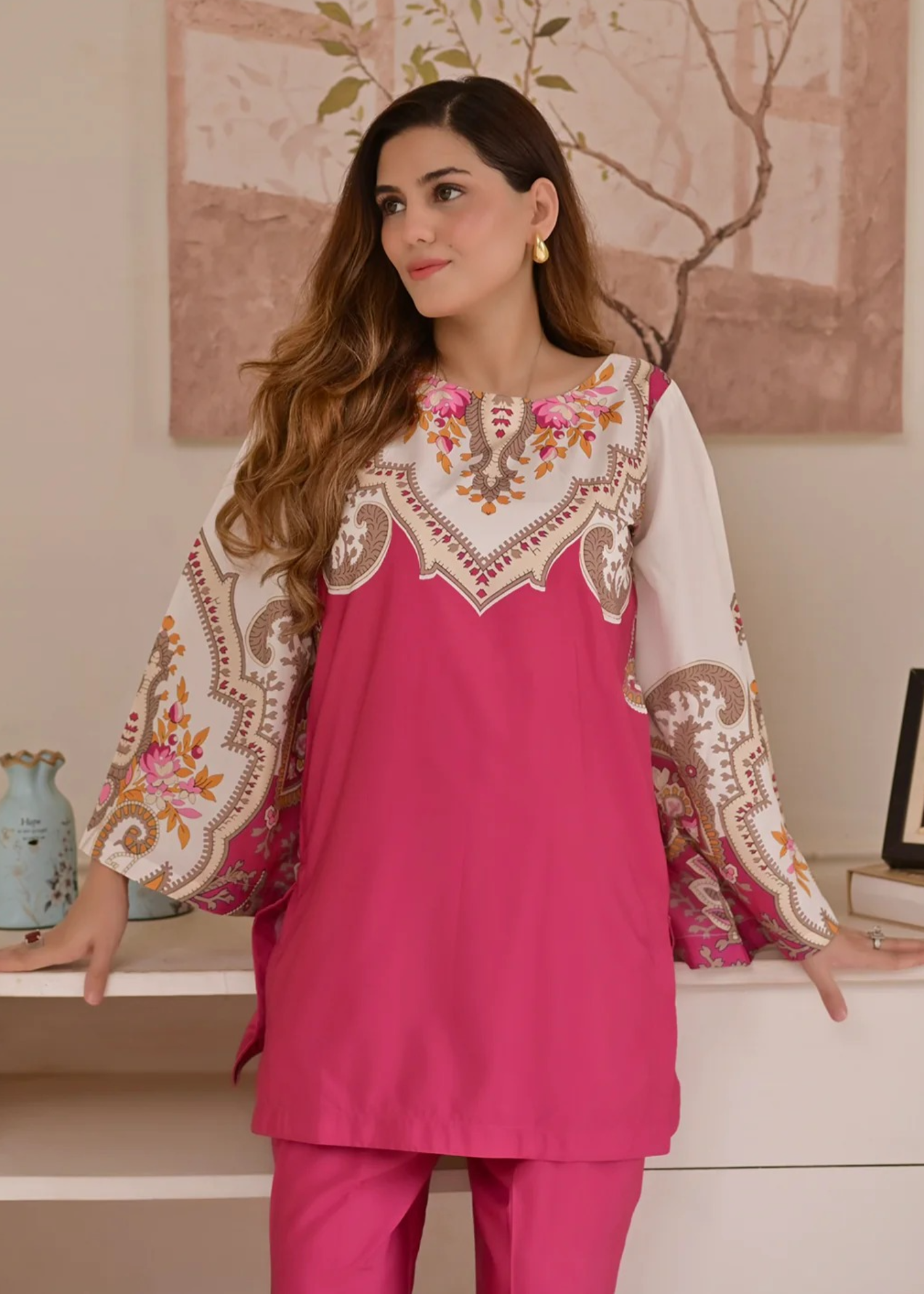 crepe Co ord Sets in Fuchsia
