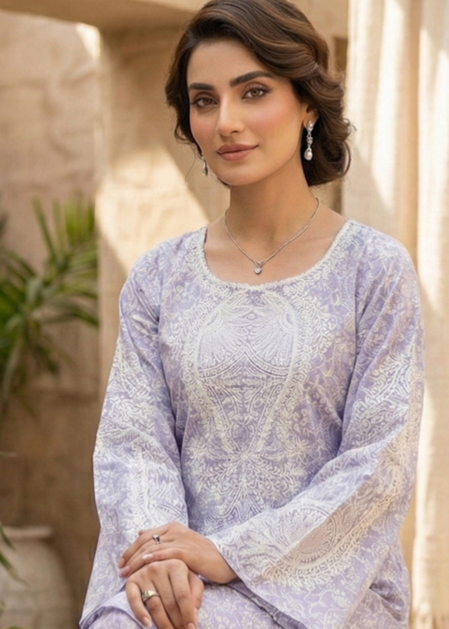 silk Kurta Set in Lilac