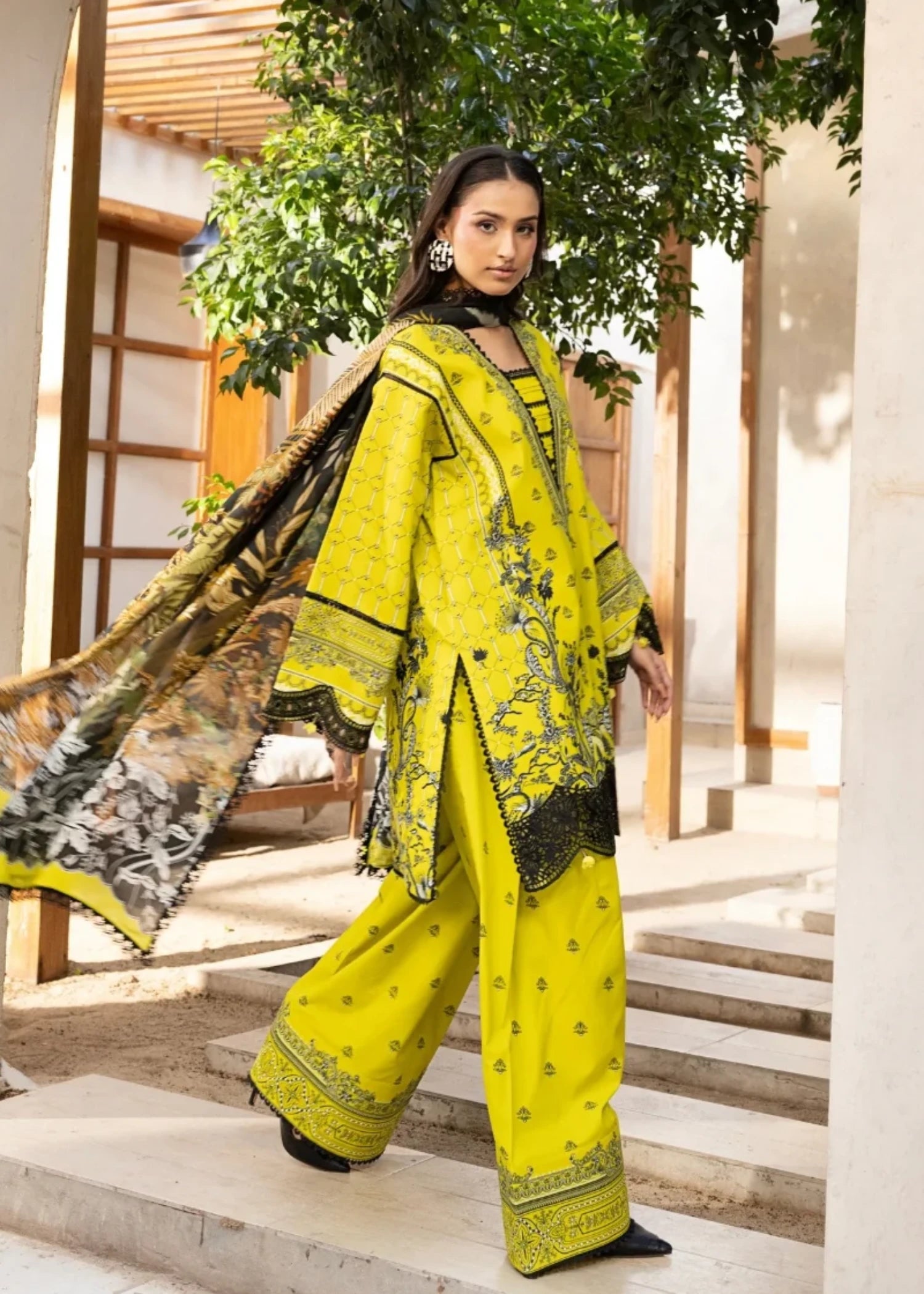 cambric Kurta Set in Yellow