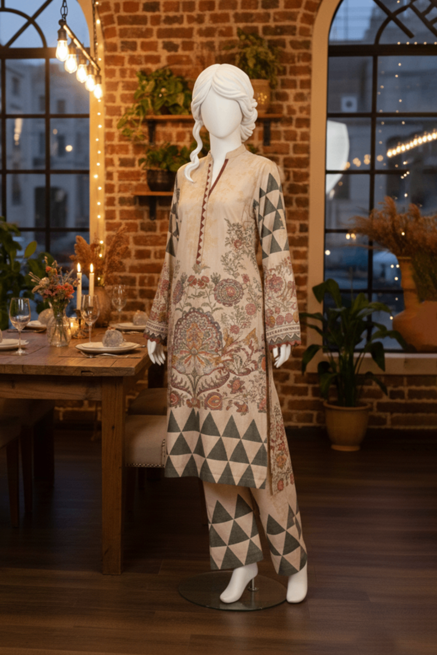 jacquard Co Ord Sets in Wheat