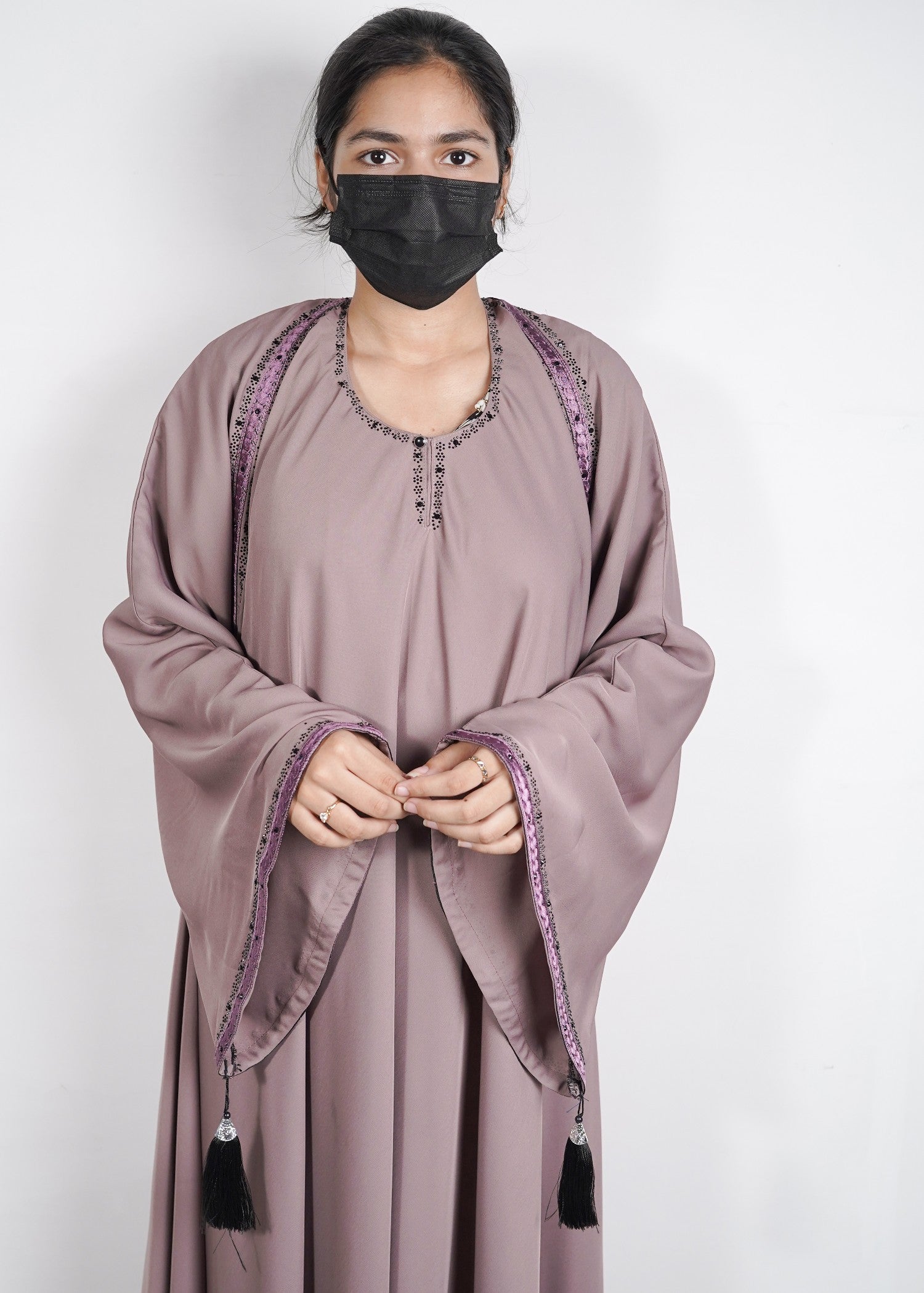 georgette silk Abaya in Beige