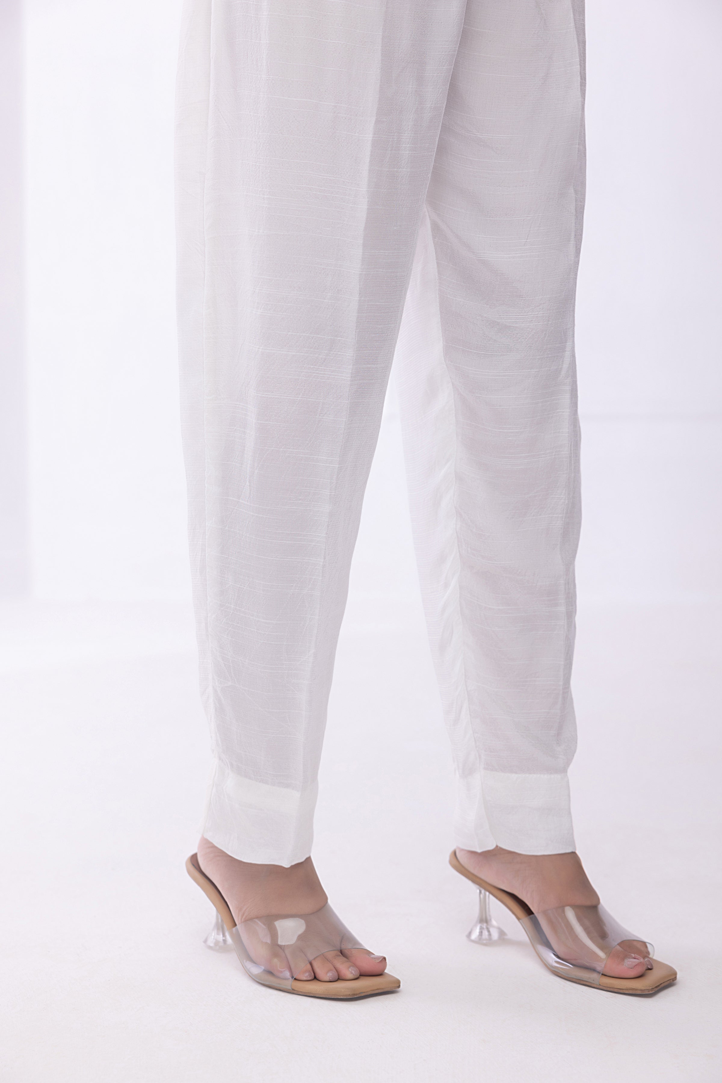 silk Trousers in White