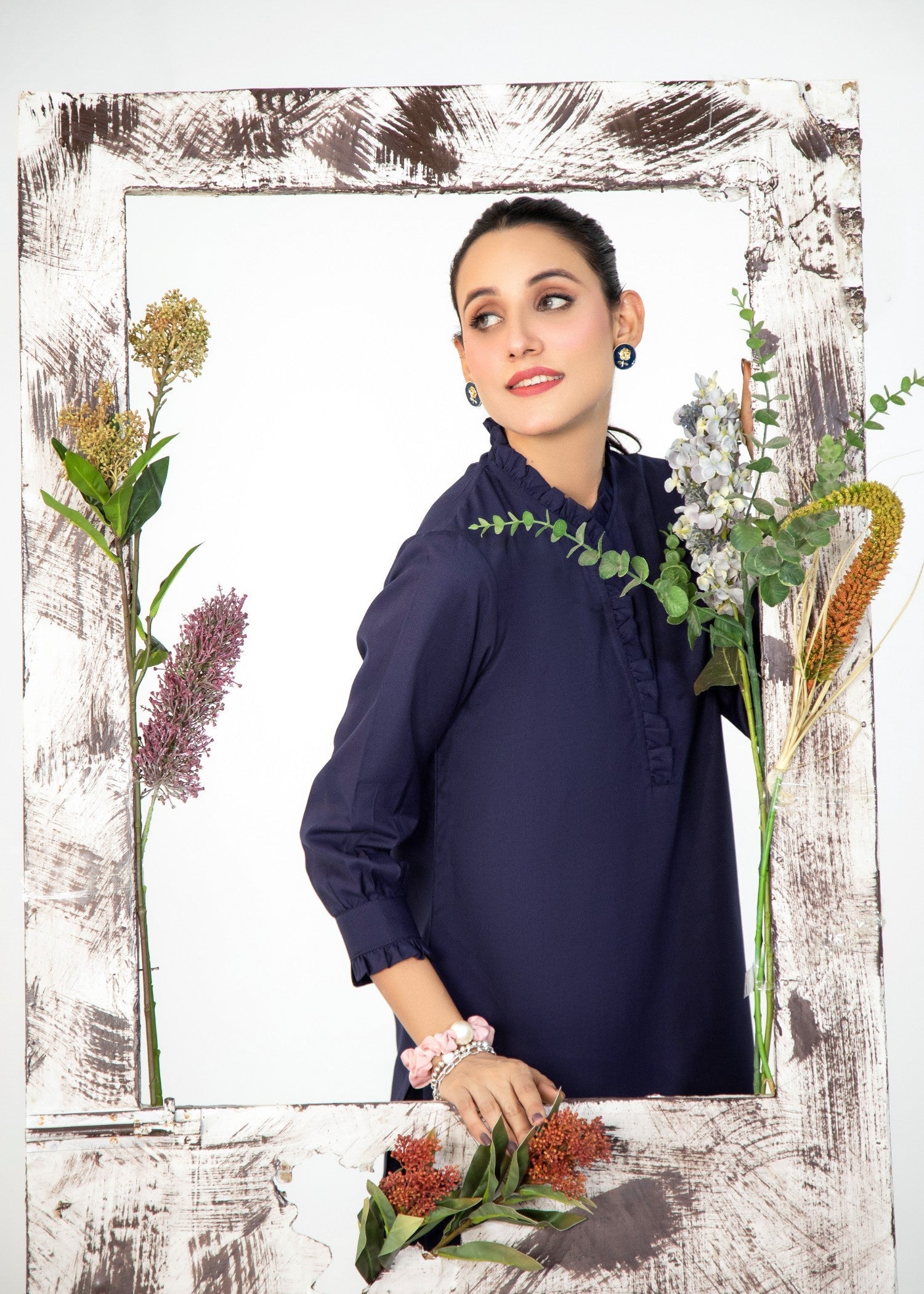 blended satin Co Ord Sets in Navy blue