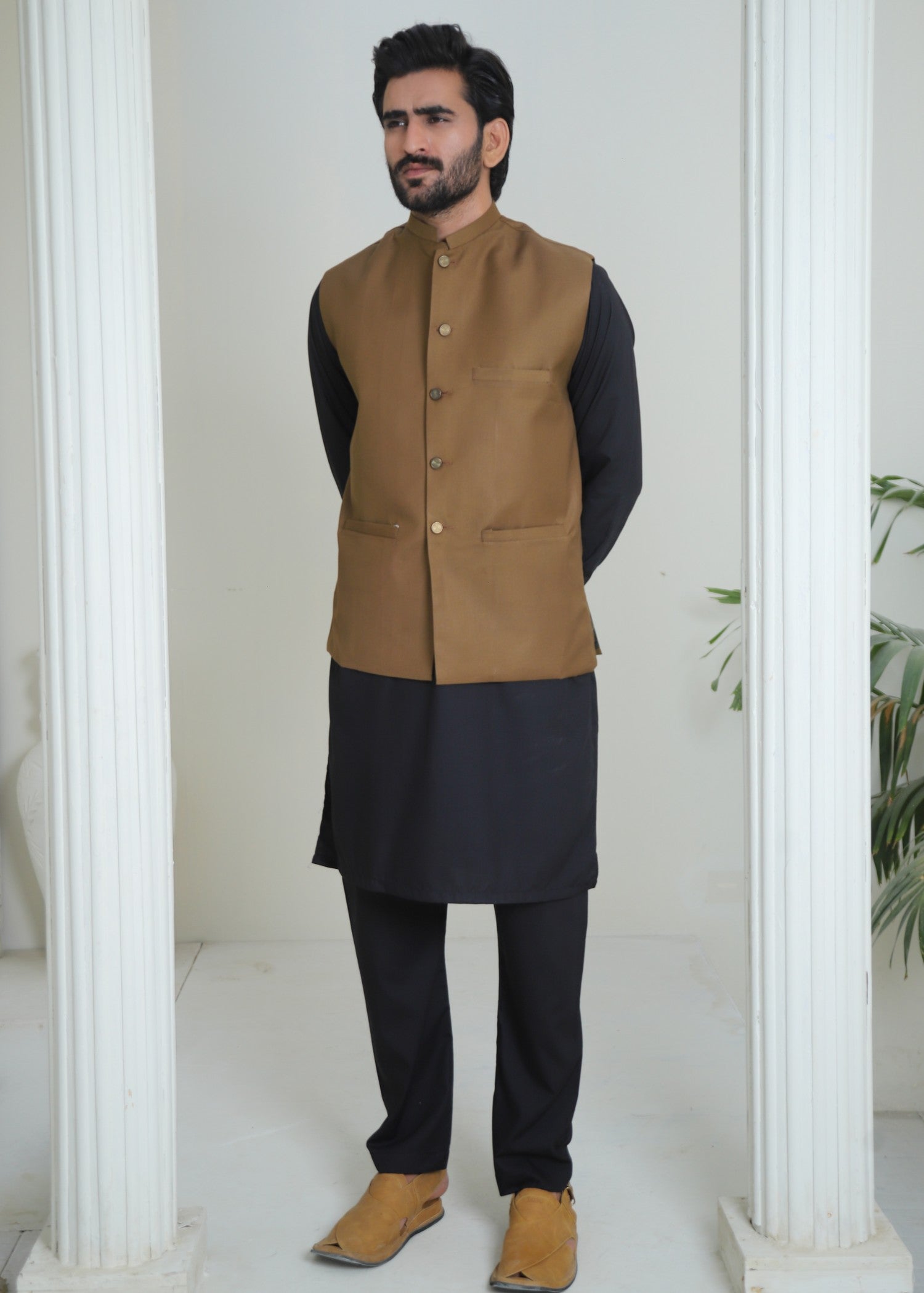 suiting Waistcoat in Golden brown