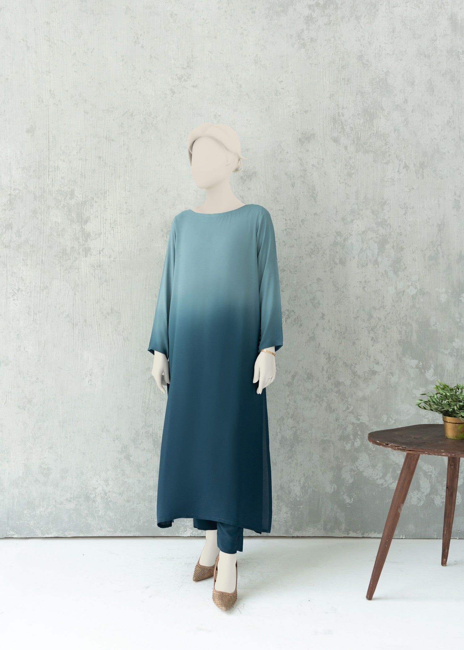 georgette Kurta Set in Teal