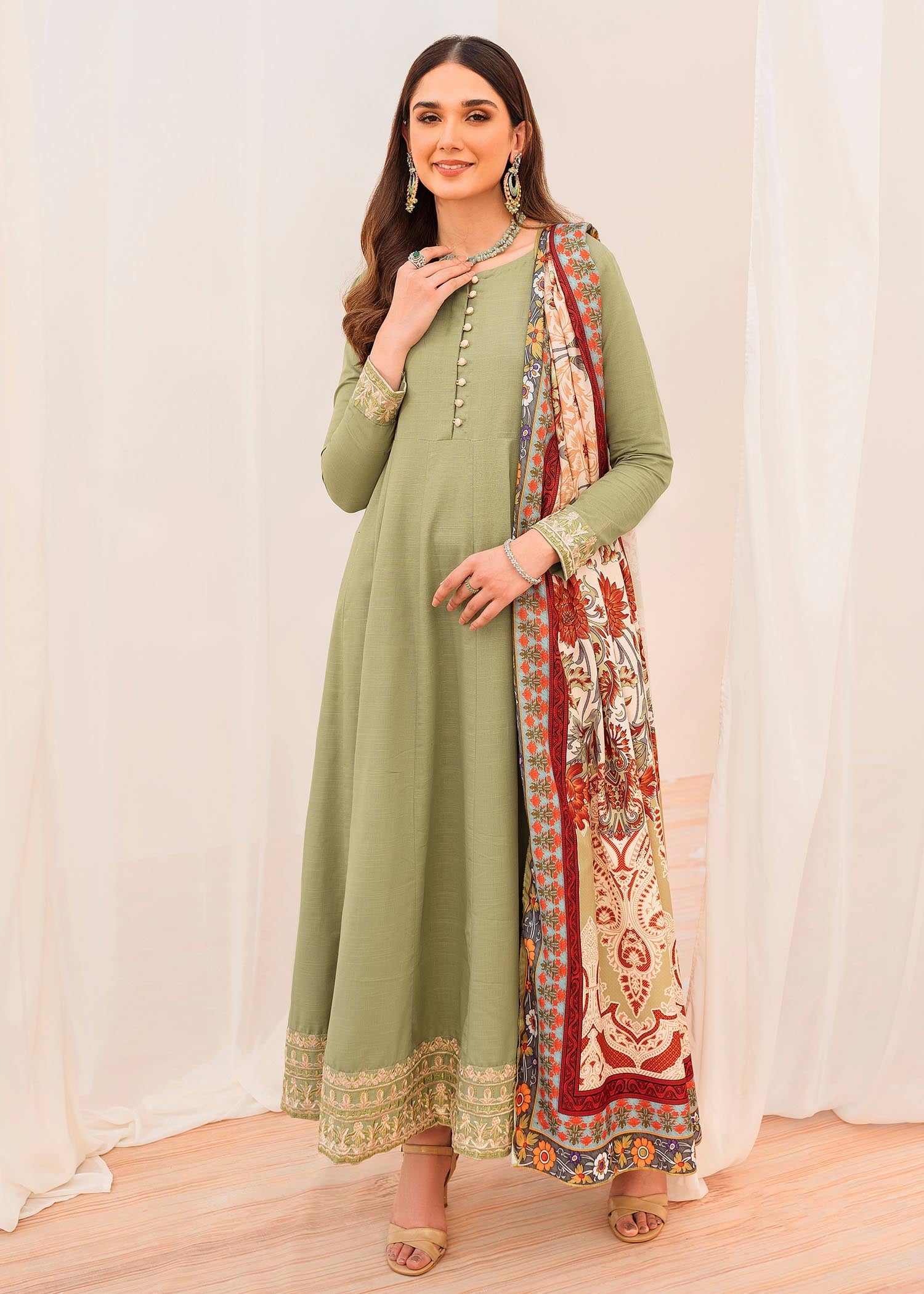 cotton Pishwas in Mint green